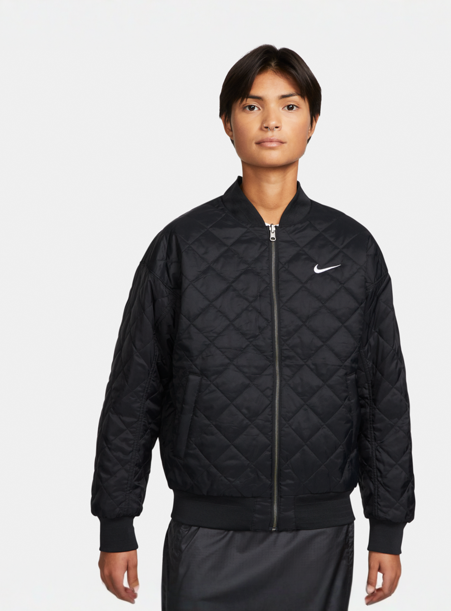 Nike, Sportswear Reversible Varsity Bomber Jacket, black, Image 6 of 7