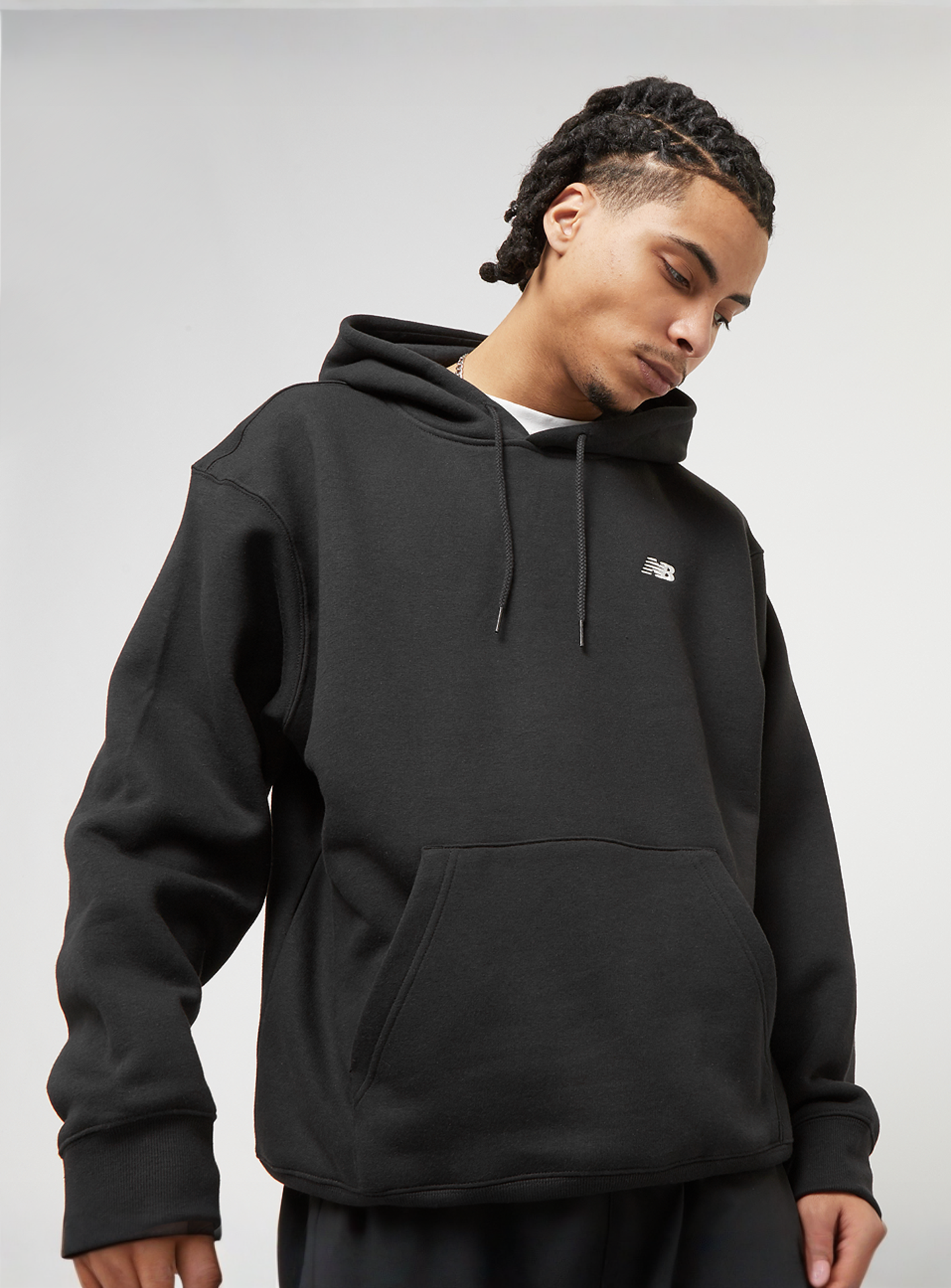 New Balance, Small Logo Brushed Hoodie, black, Image 1 of 4