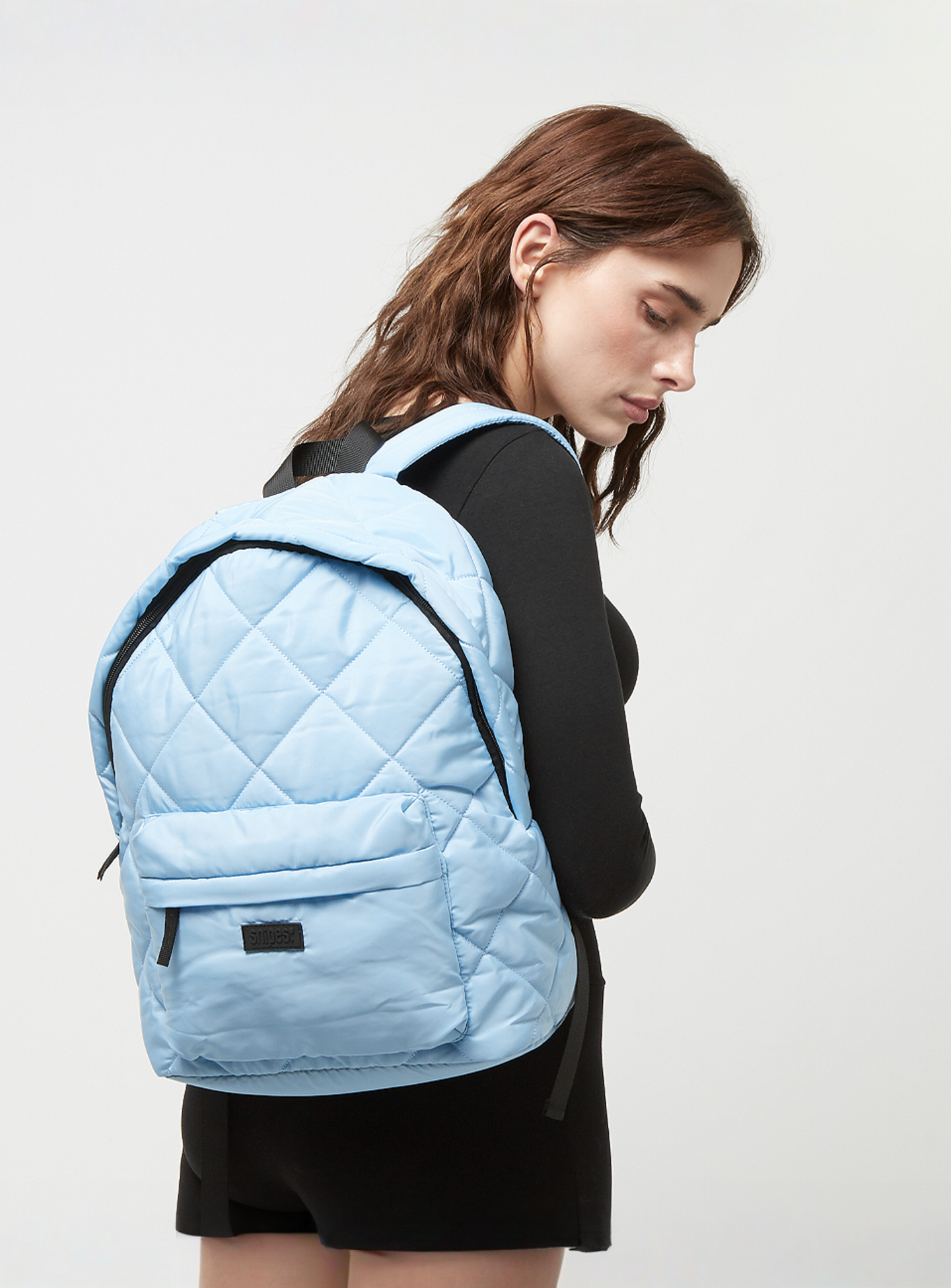 SNIPES, Rubber Badge Basic Logo Diamond Quilted Backpack, blue, Image 7 of 7
