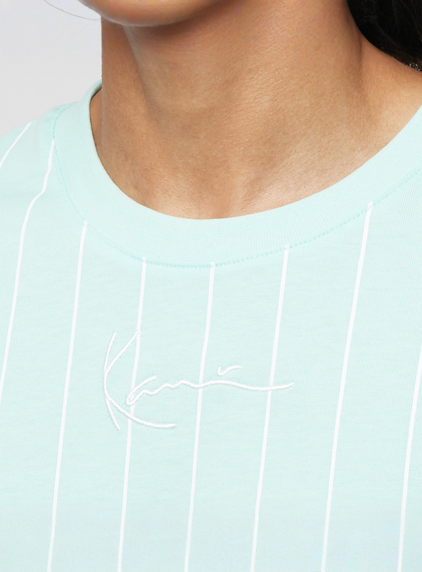 Karl Kani, Small Signature Essential Pinstripe Tee, turquoise, Image 3 of 4