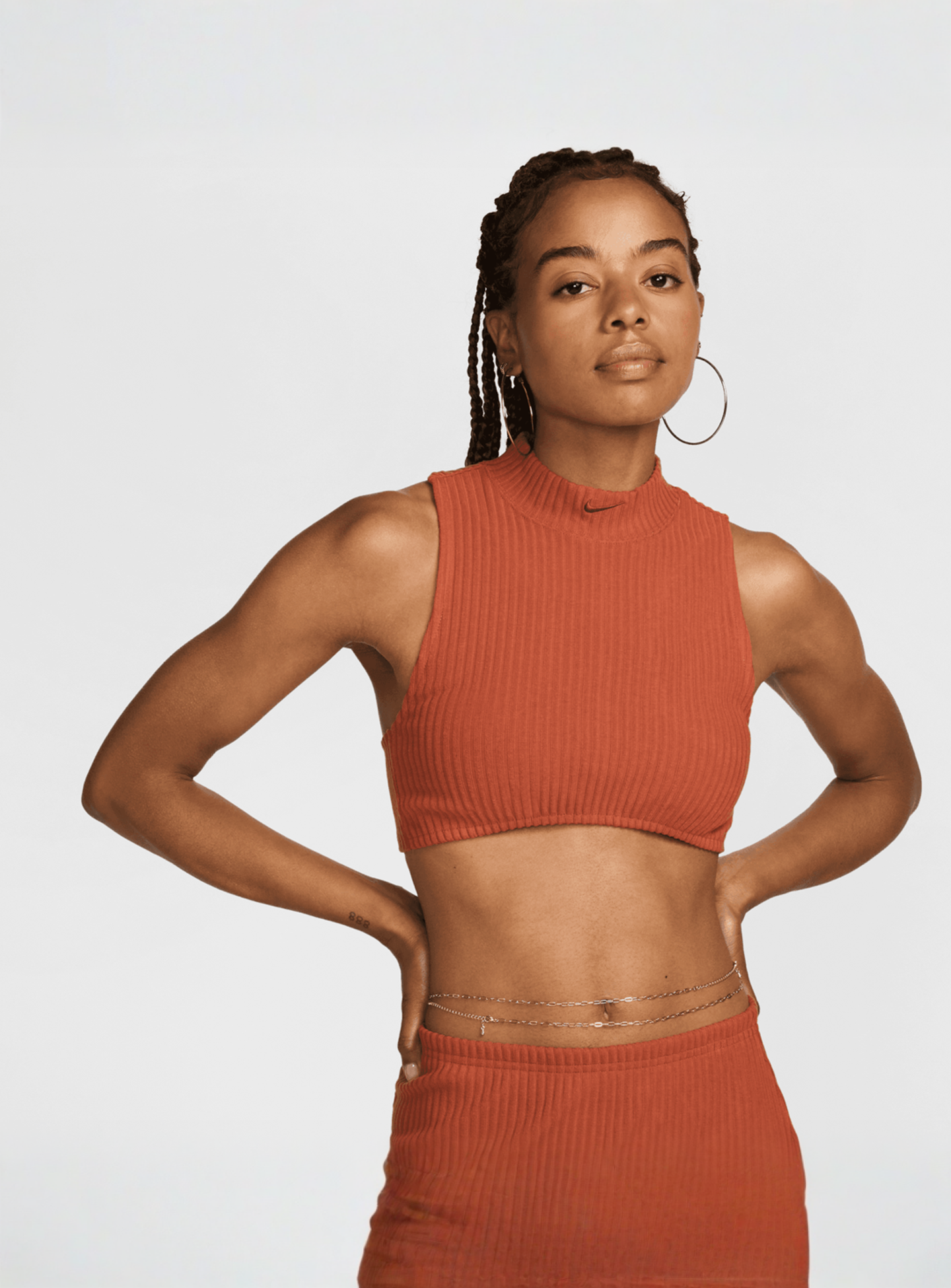 Nike, Sportswear Chill Knit Rib Crop Tank, orange, Image 1 of 5