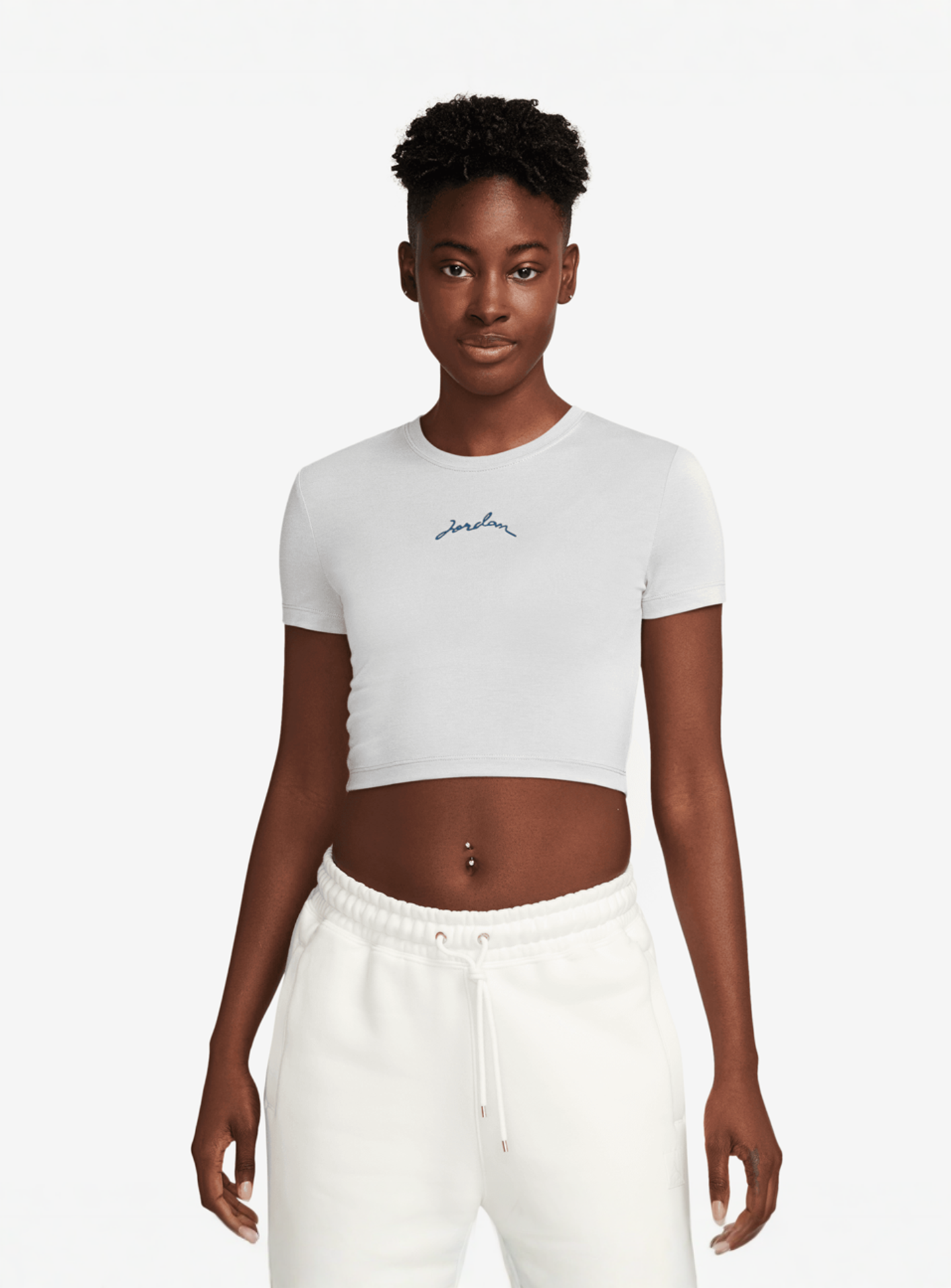 Jordan, Short Sleeve Graphics Slim Crop Tee, white, Image 1 of 3