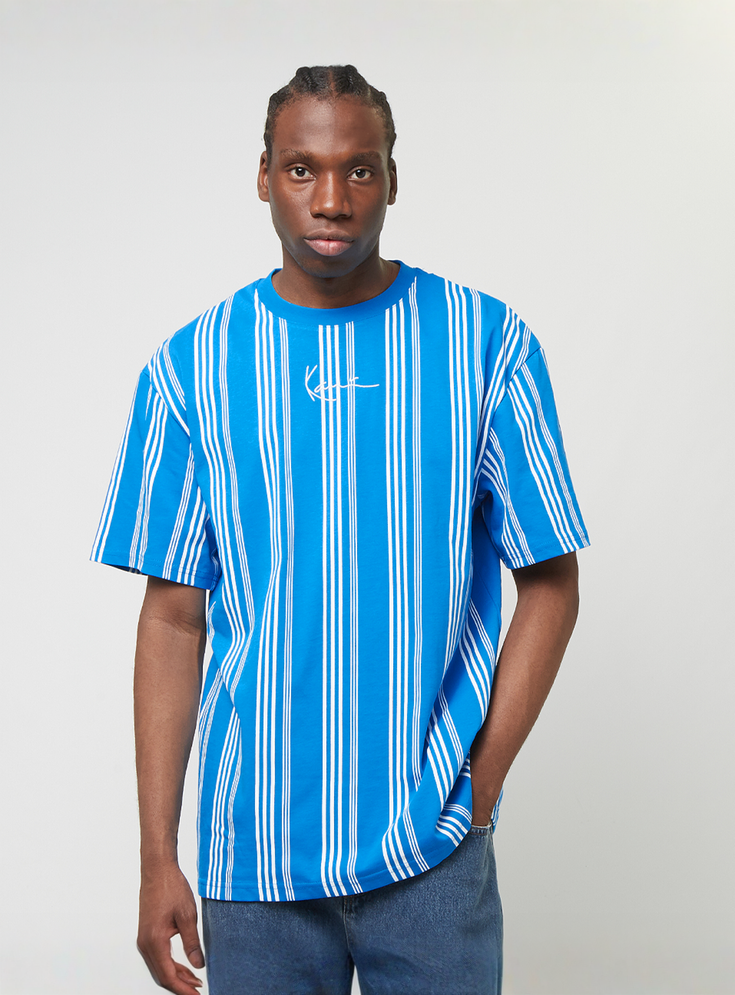 Karl Kani, Small Signature Striped Tee, blue, Image 1 of 4