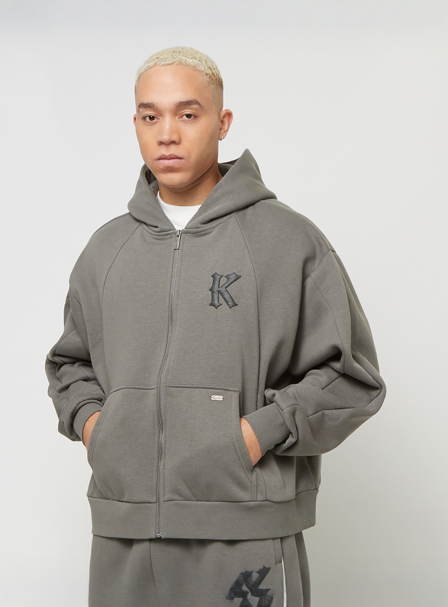 Karl Kani, Boxy Full Zip Hoodie, grey, Image 1 of 4