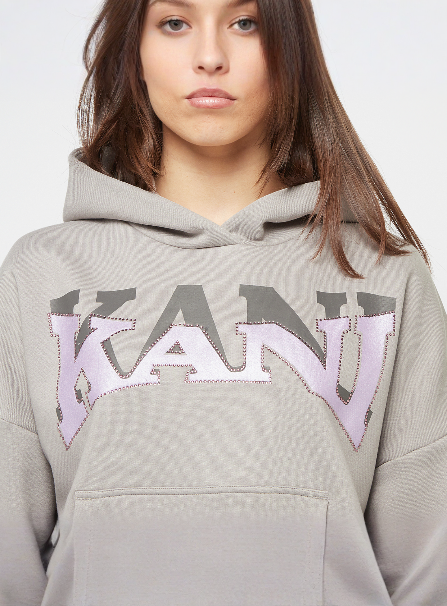 Karl Kani, Woven Signature Glitter Oversized Hoodie, grey, Image 3 of 4