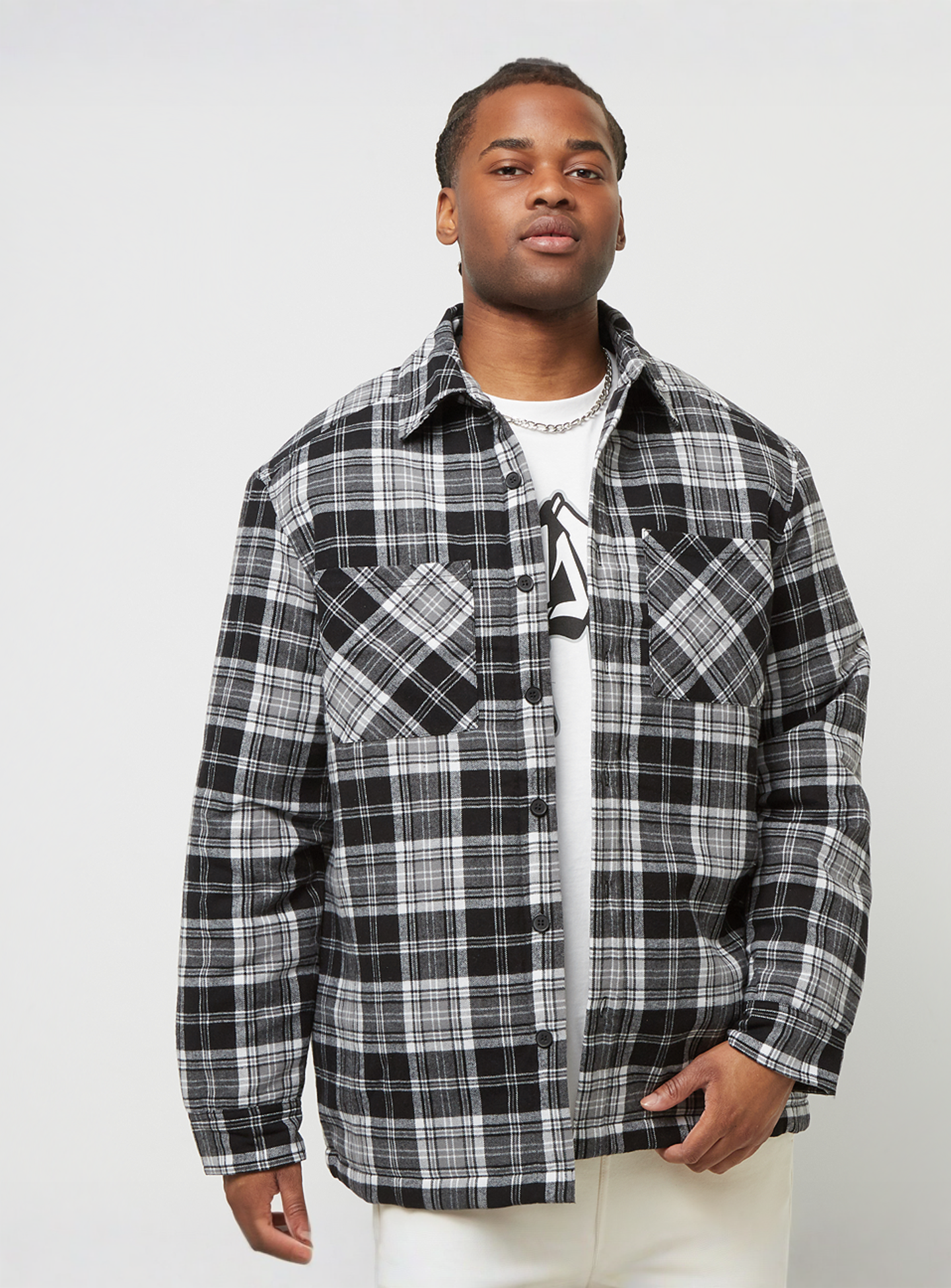 Urban Classics, Padded Checked Shirt Jacket, black, Image 1 of 5