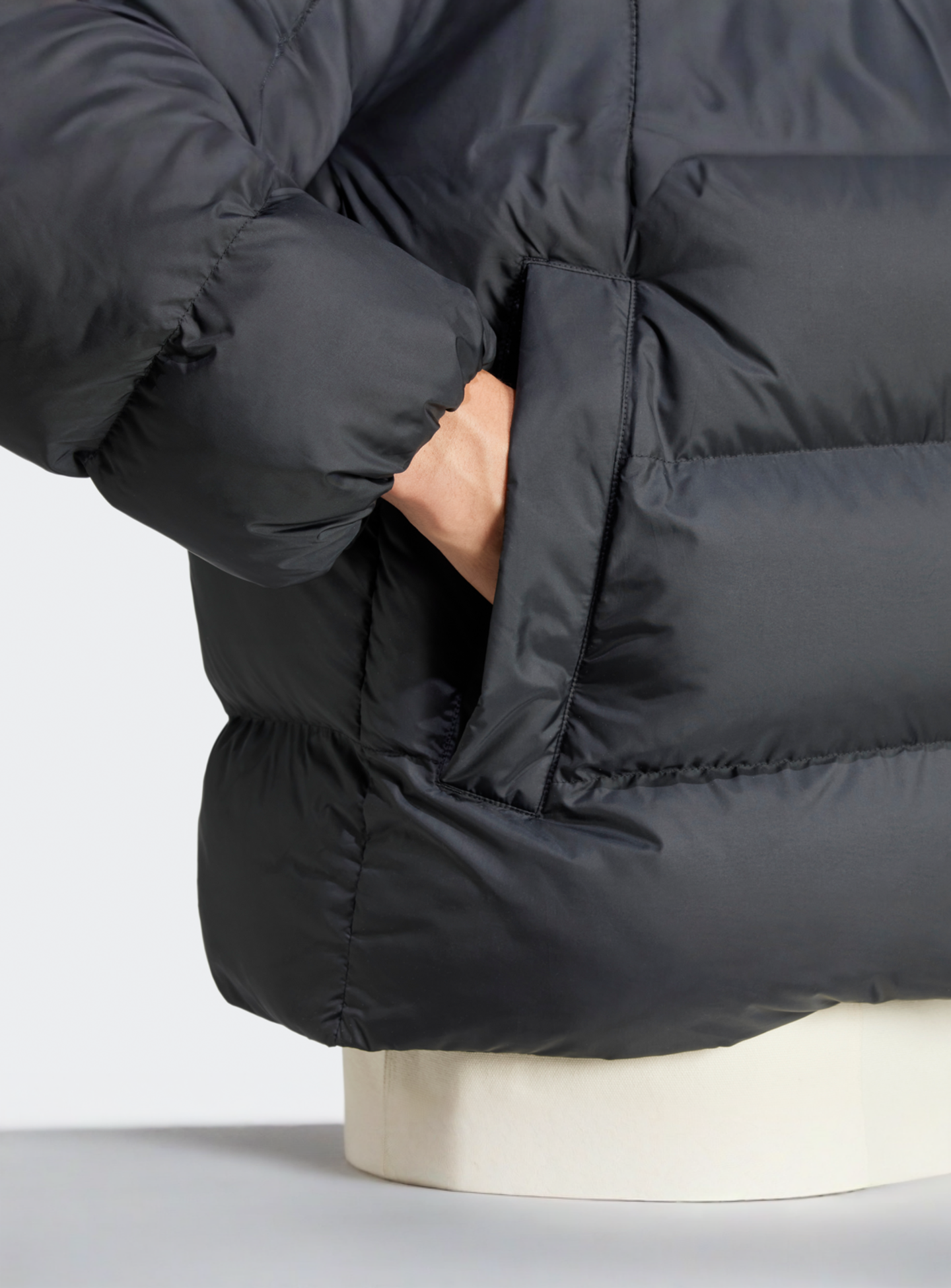 adidas Originals, Tonal Hooded Puffer Jacket, black, Image 4 of 5