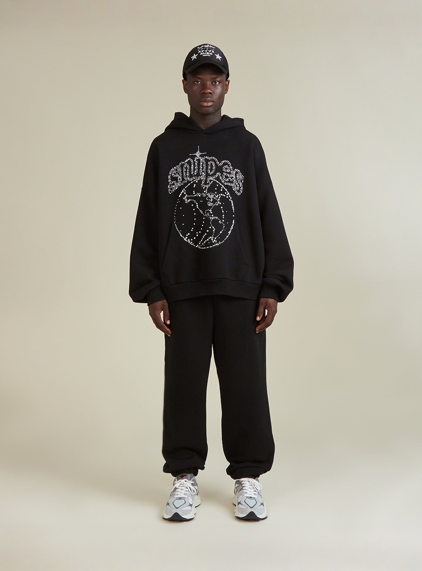 SNIPES, Globe Studs Oversized Hoodie, black, Image 6 of 6