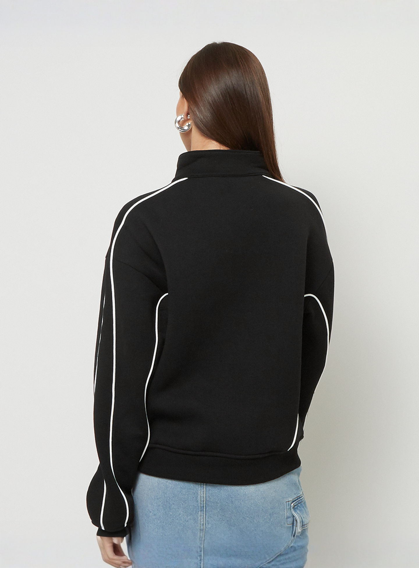 Love Scars, Piping Half Zip Sweater, black, Image 2 of 4