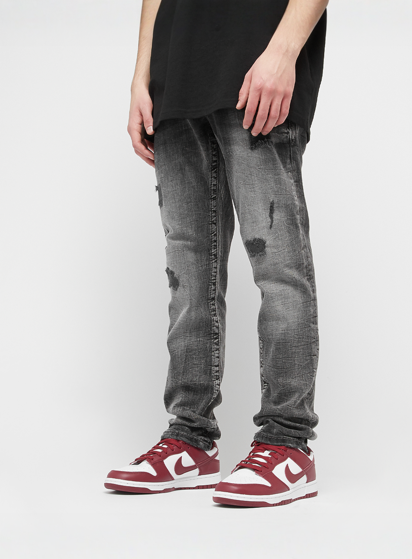 2Y STUDIOS, Fernando Destroyed Slim Fit Jeans, grey, Image 1 of 5