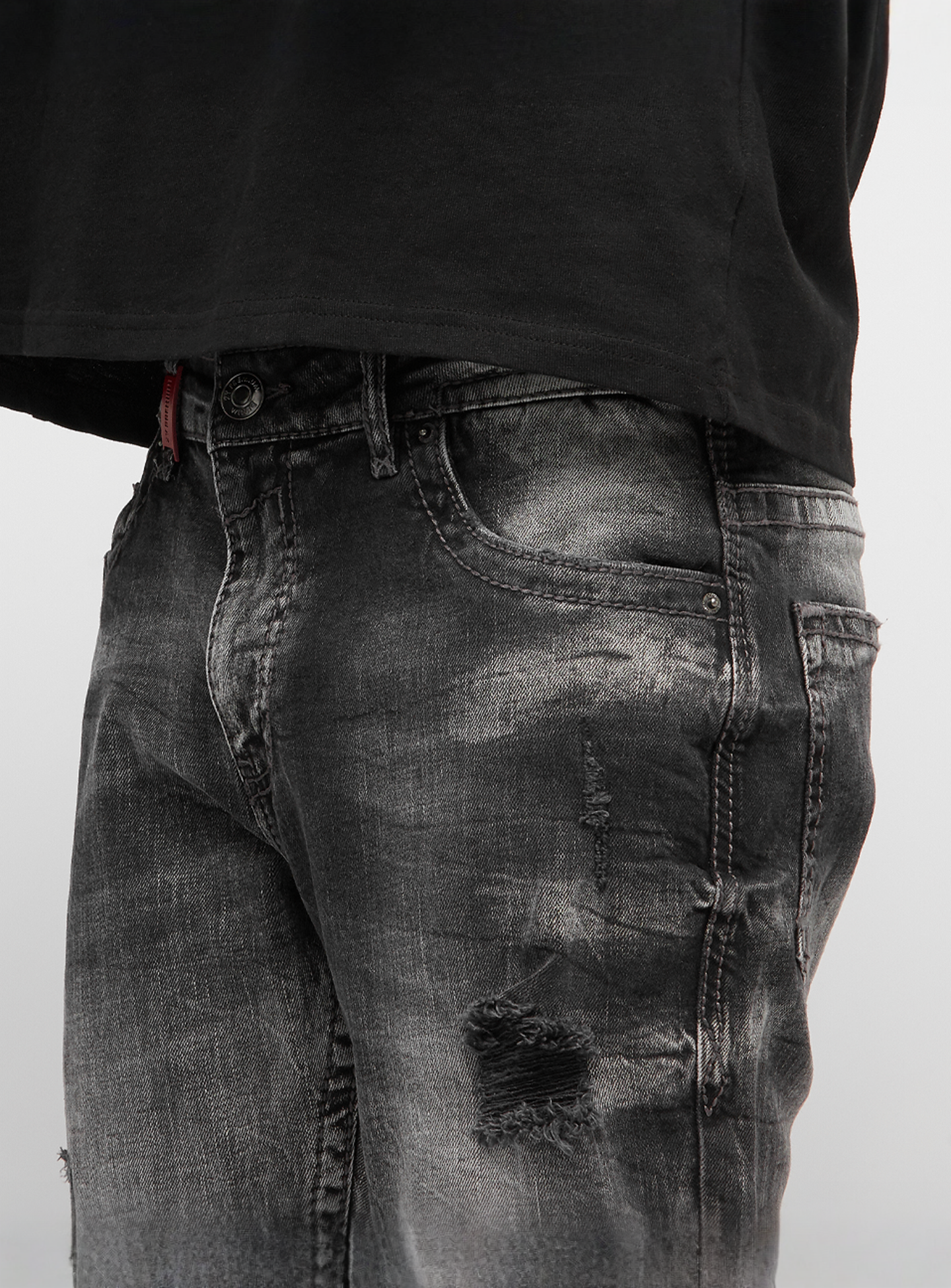 2Y STUDIOS, Fernando Destroyed Slim Fit Jeans, grey, Image 3 of 5