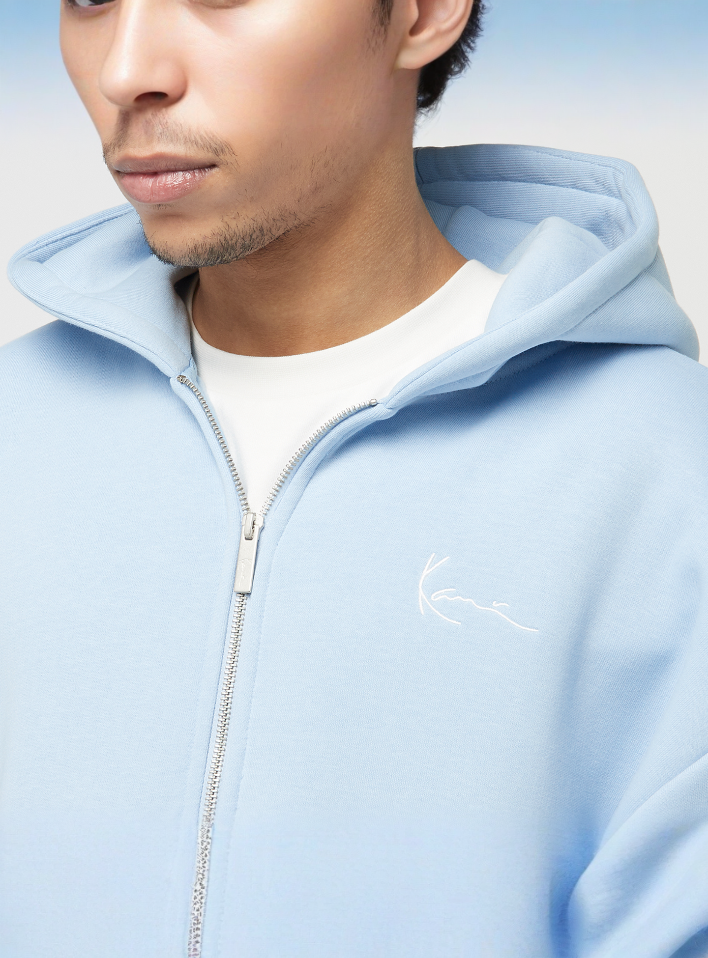 Karl Kani, Small Signature Essential Oversized Zip Hoodie, blue, Image 3 of 4