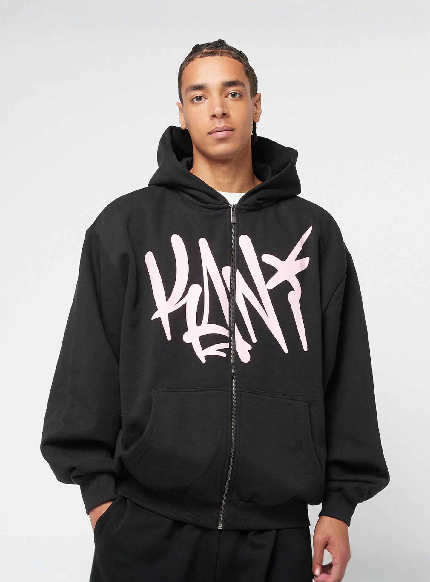 Karl Kani, Woven Signature Kani Oversized Zip Hoodie, black, Image 1 of 4