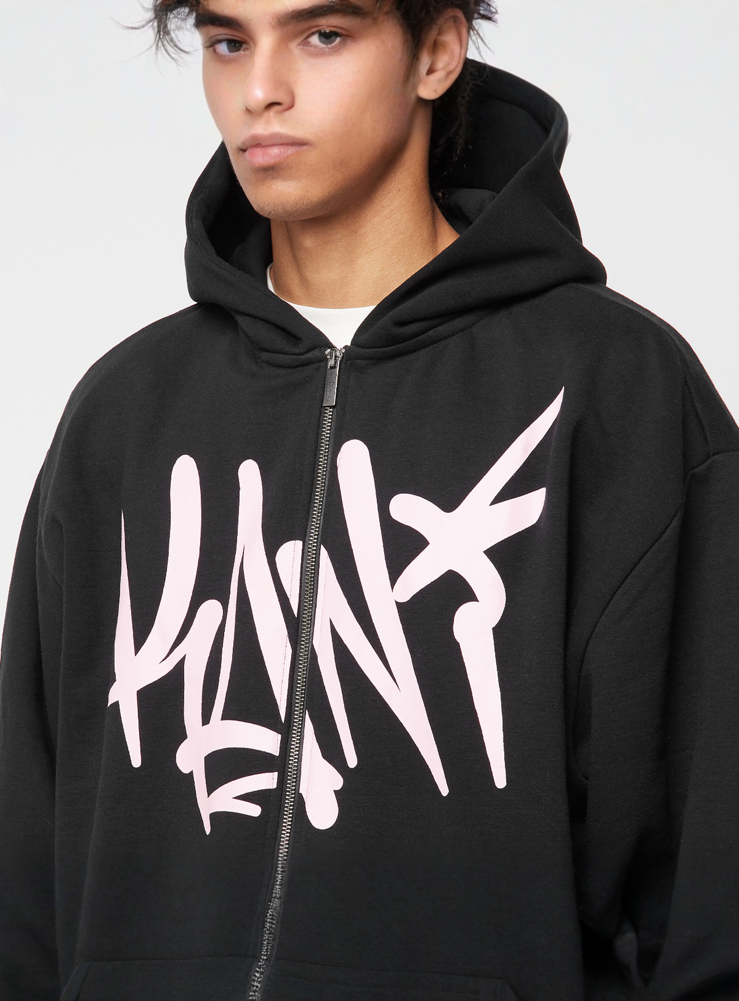 Karl Kani, Woven Signature Kani Oversized Zip Hoodie, black, Image 3 of 4