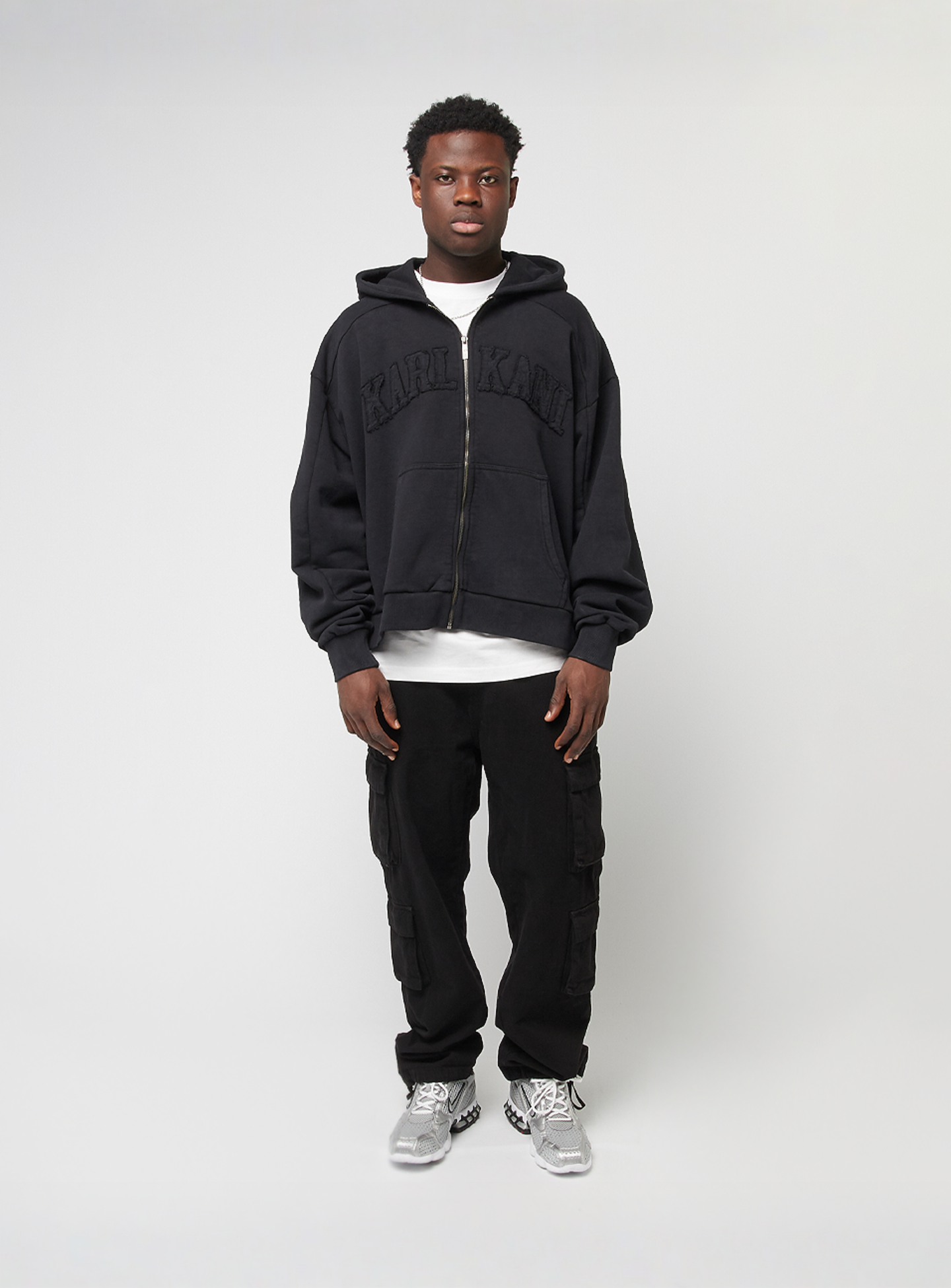 Karl Kani, College Heavy Crop Zip Hoodie, black, Image 4 of 4