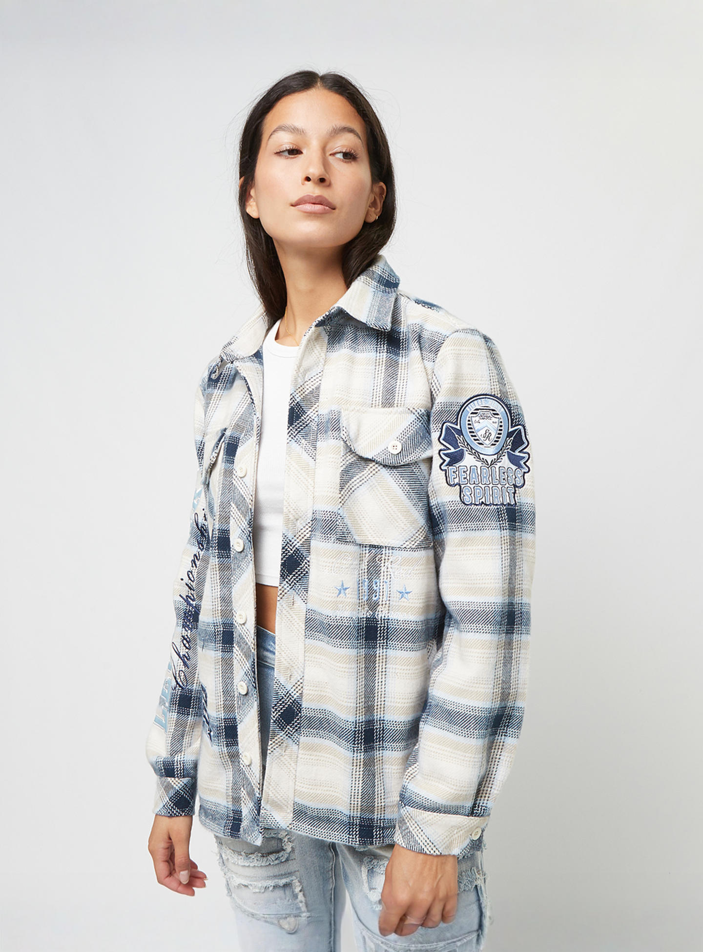Smoke Rise, Oversized Plaid Shirt, blue, Image 1 of 5