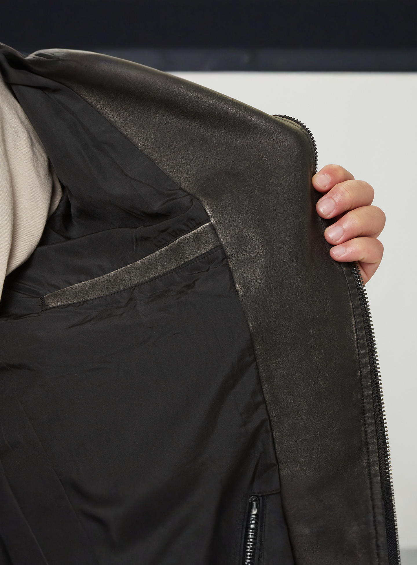 Smoke Rise, Washed Vegan Leather Biker Jacket, black, Image 5 of 7