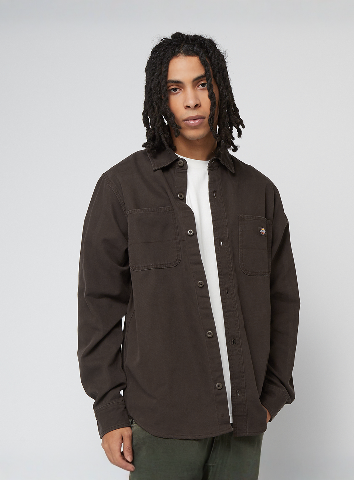 Dickies, Duck Canvas Long Sleeve Shirt, brown, Image 1 of 4