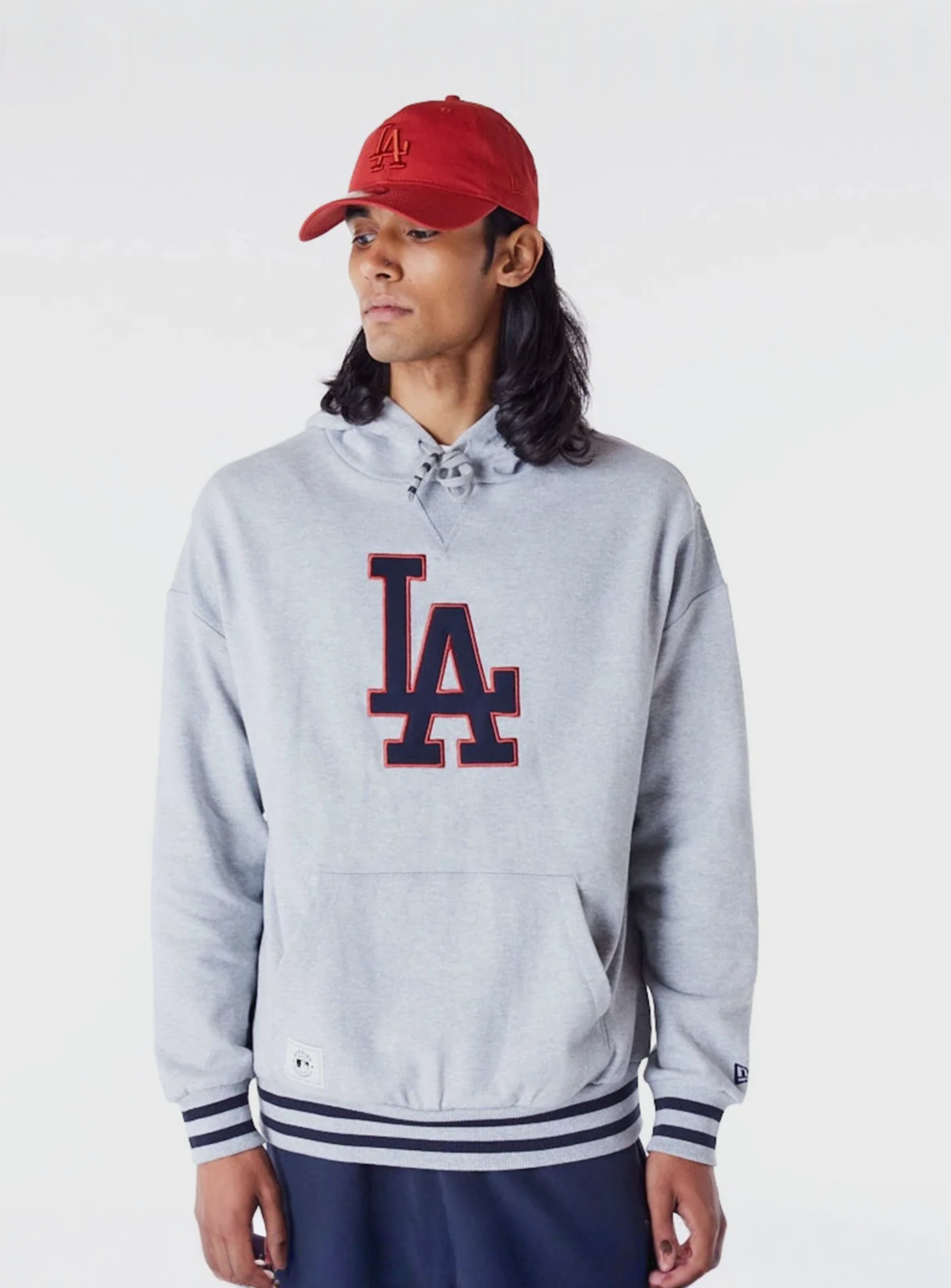 New Era, LA Dodgers MLB Rib Infill Oversized Hoodie, grey, Image 1 of 6