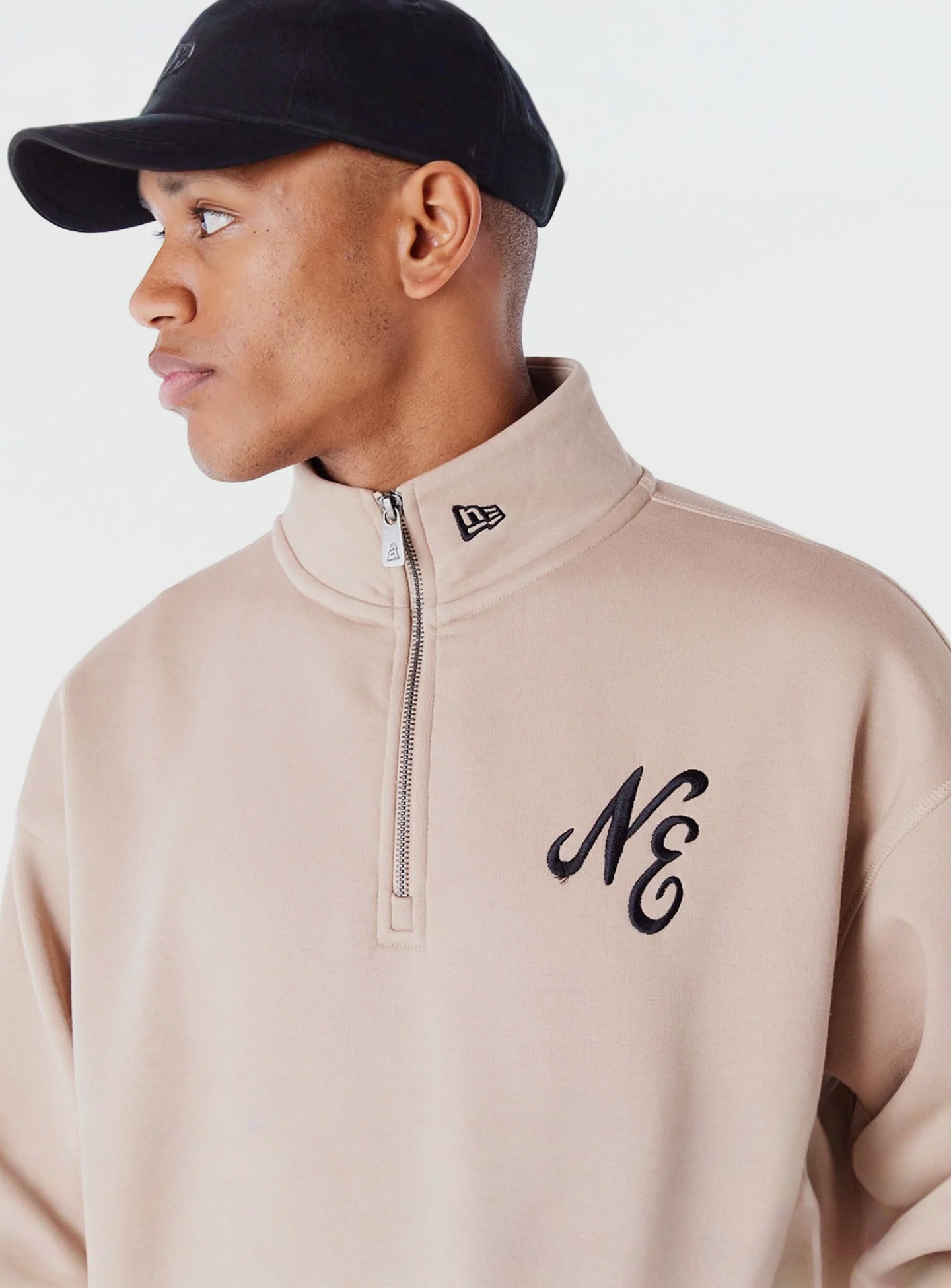 New Era, Lifestyle Quarter Zip Sweater, beige, Image 3 of 6