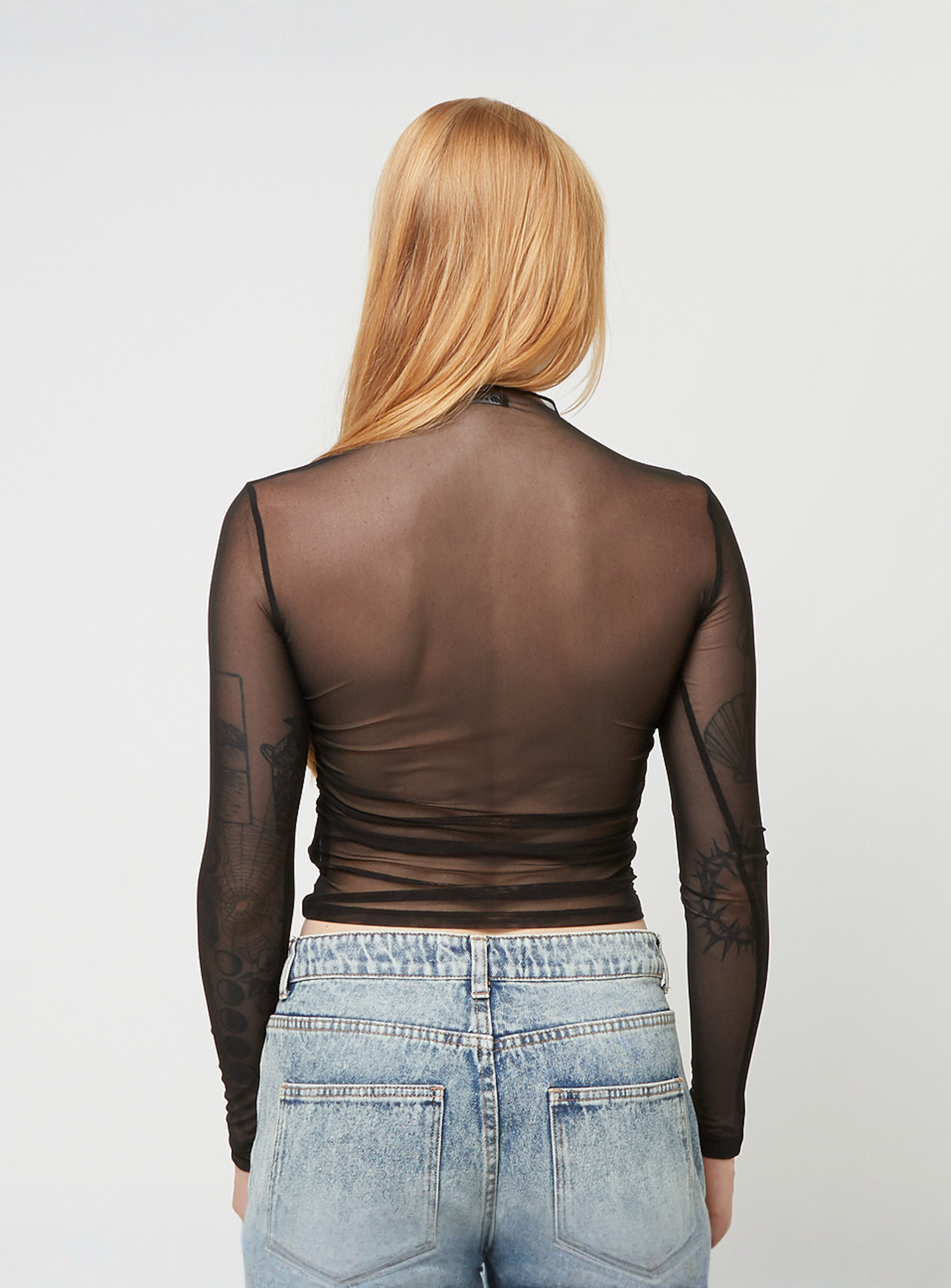 Decibel, Mesh Cropped Longsleeve, black, Image 2 of 3