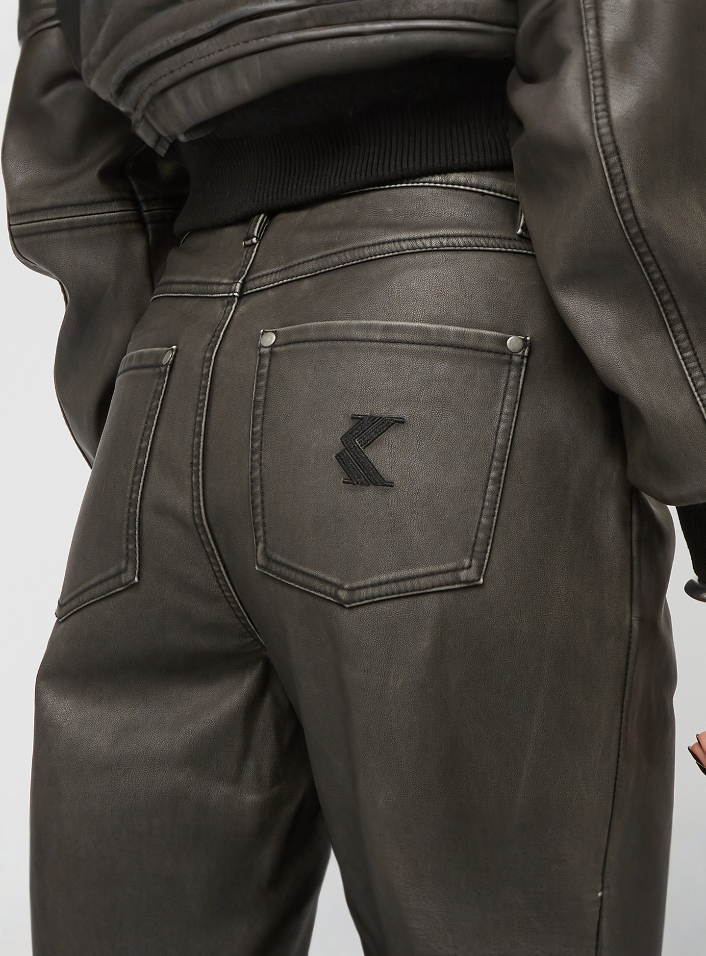 Karl Kani, Signature Pu Wide Leg Pants, grey, Image 4 of 5