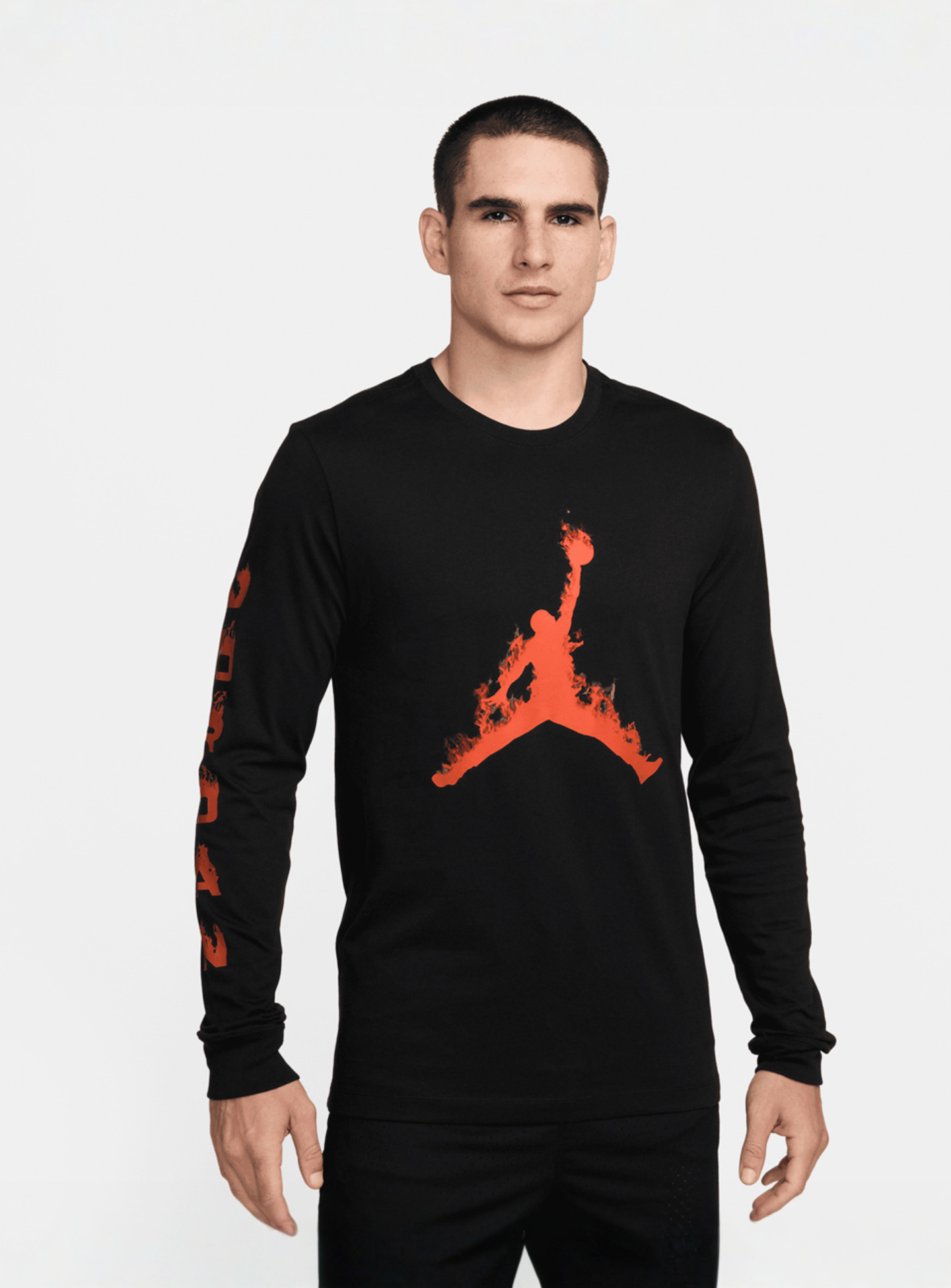 Jordan, Flame Longsleeve Crew, black, Image 1 of 3