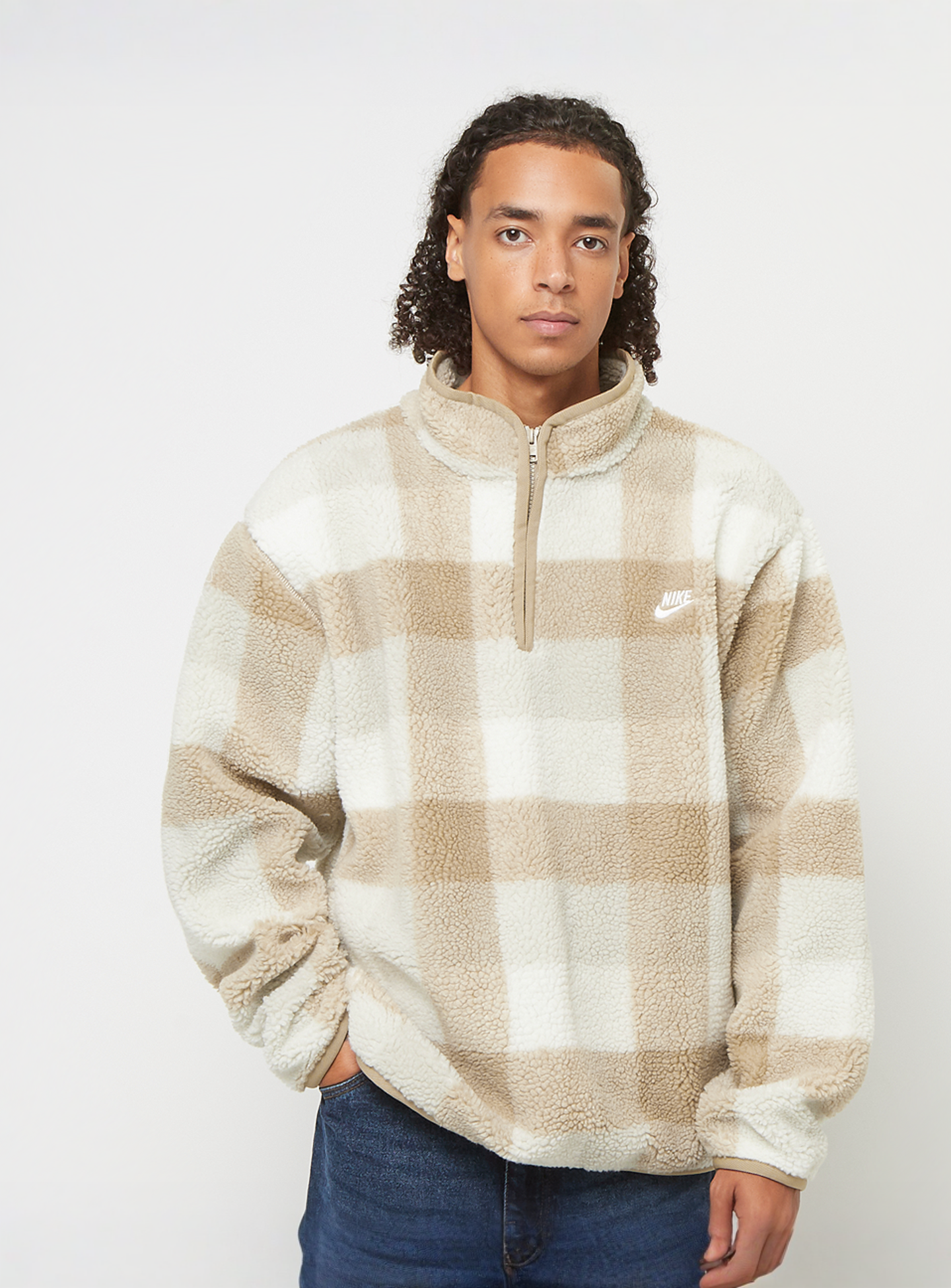 Nike, Club Seasonal Winterized All Over Print Halfzip, beige, Image 1 of 4