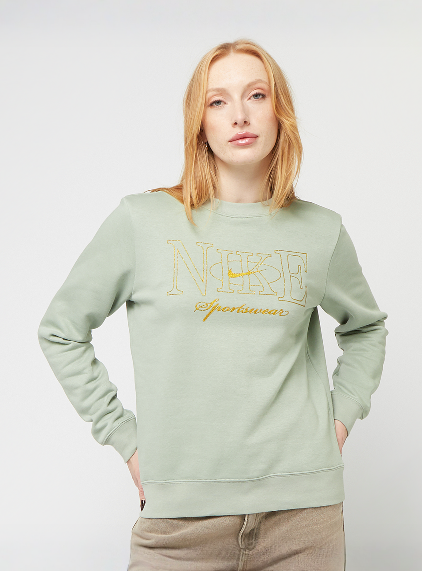 Nike, Sportswear Club Fleece Crew Shine, green, Image 1 of 4
