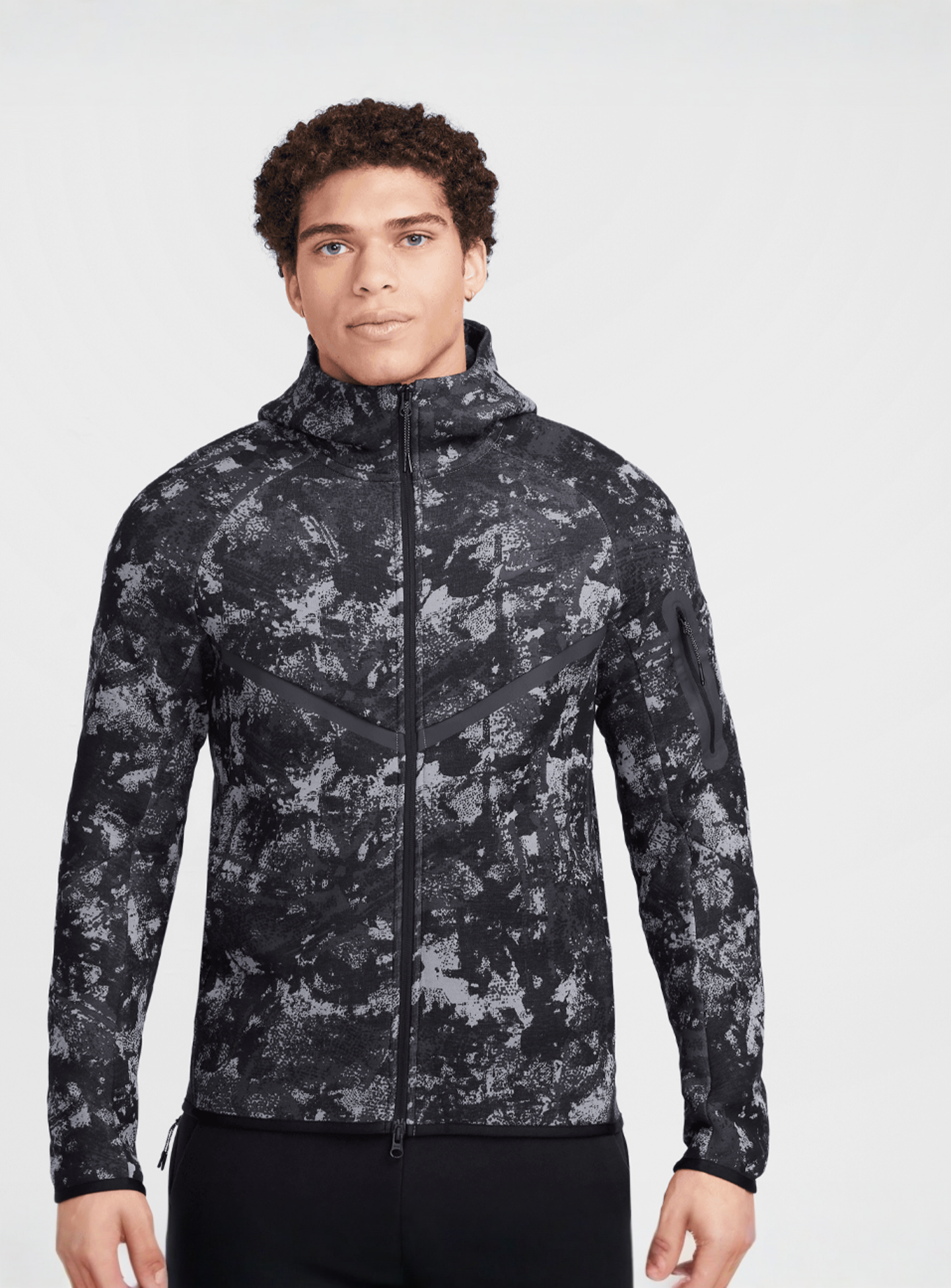 Nike, Tech Fleece Woven Windrunner Full Zip Jacket, black, Image 1 of 7