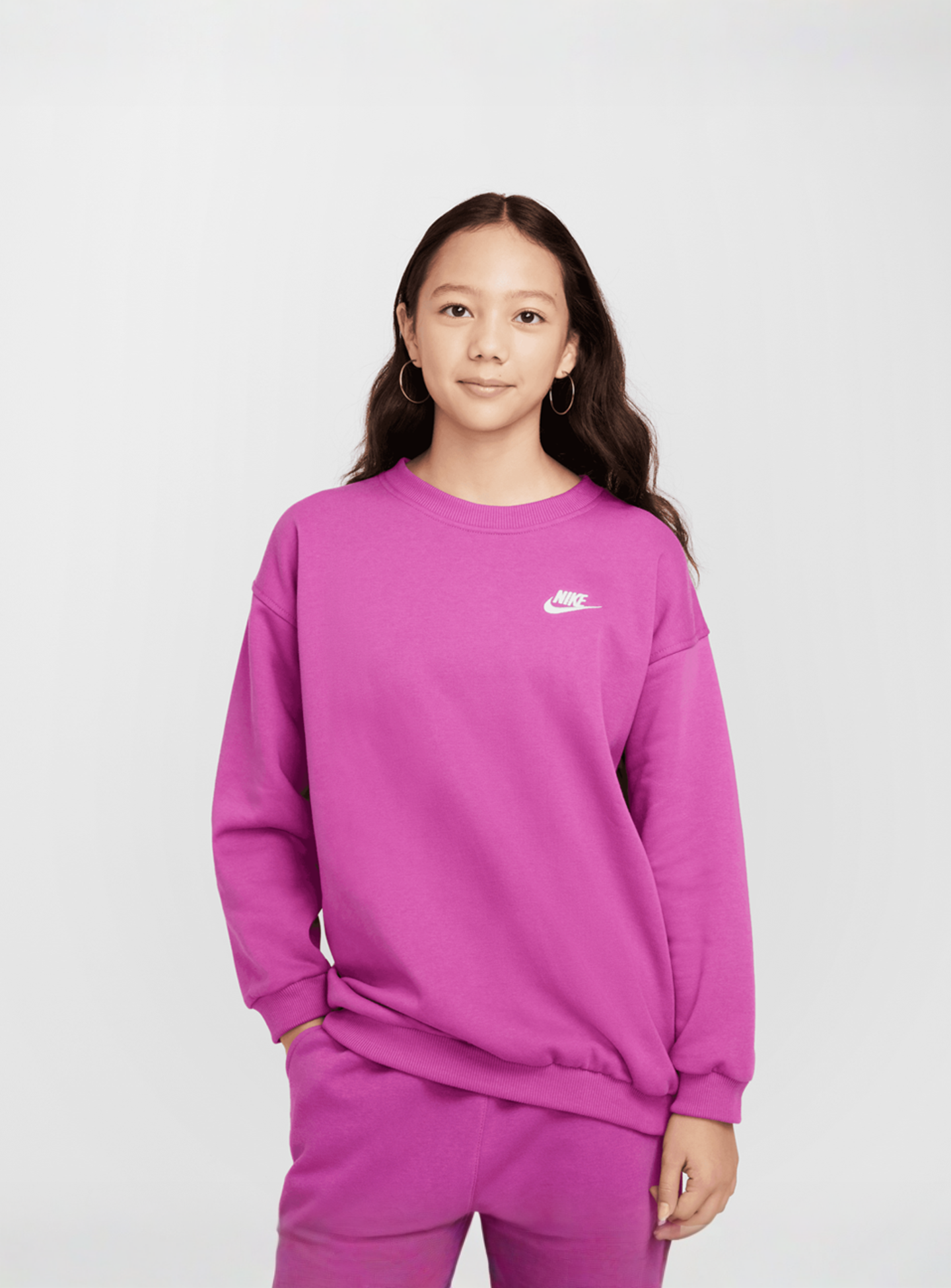 Nike, Sportswear Club Fleece Oversized Crew, light pink, Image 1 of 5
