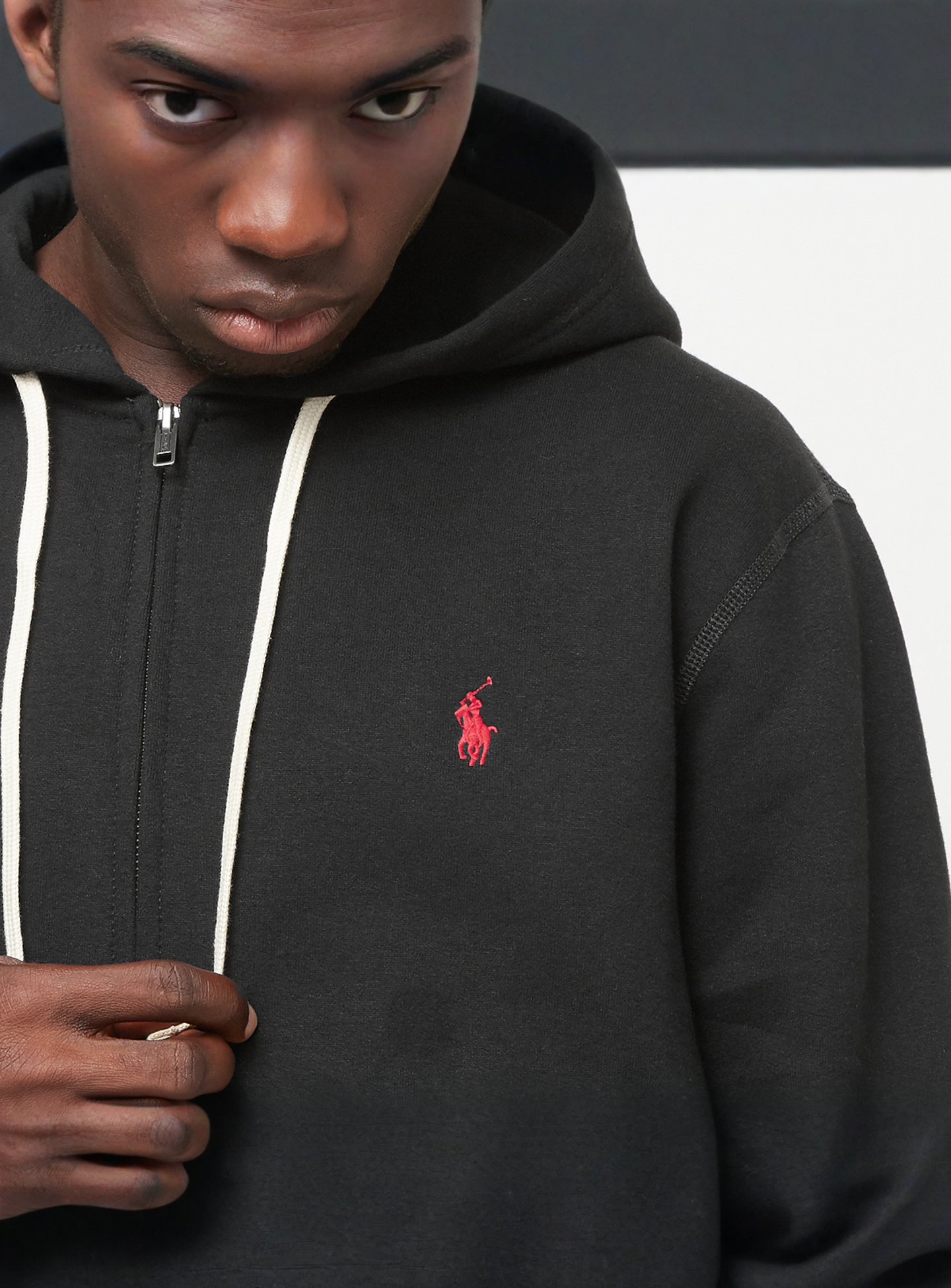 Polo Ralph Lauren, Long Sleeve-Knit Fullzip Hoodie, black, Image 3 of 4