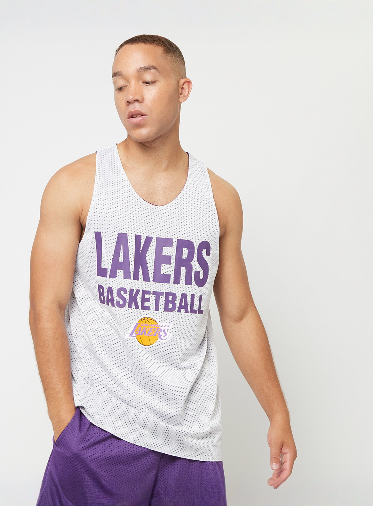 Mitchell & Ness, NBA Reversible Mesh Tank Vintage Logo La Lakers, purple, Image 7 of 8