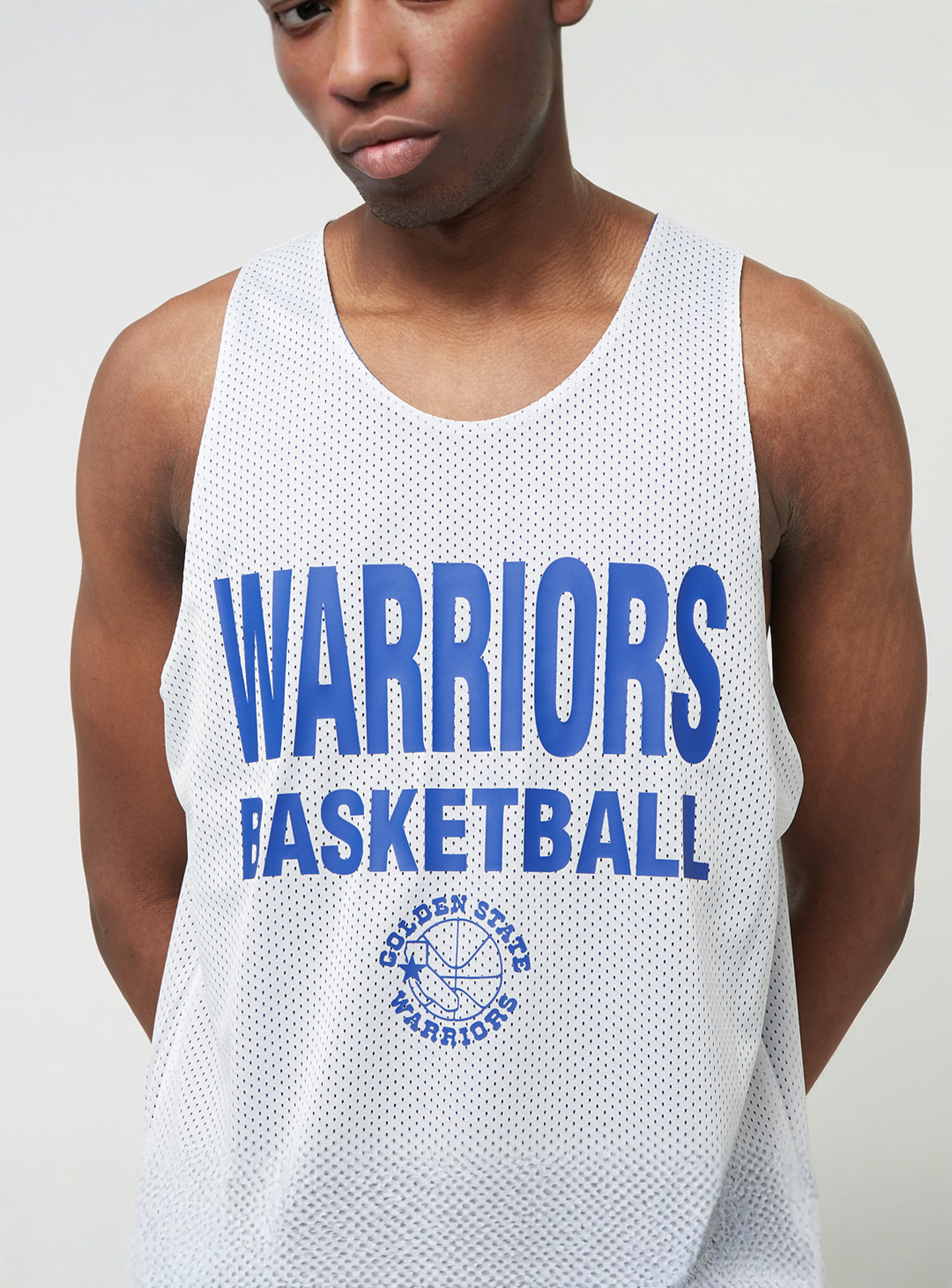 Mitchell & Ness, NBA Reversible Mesh Tank Vintage Logo Golden Warriors, blue, Image 7 of 8