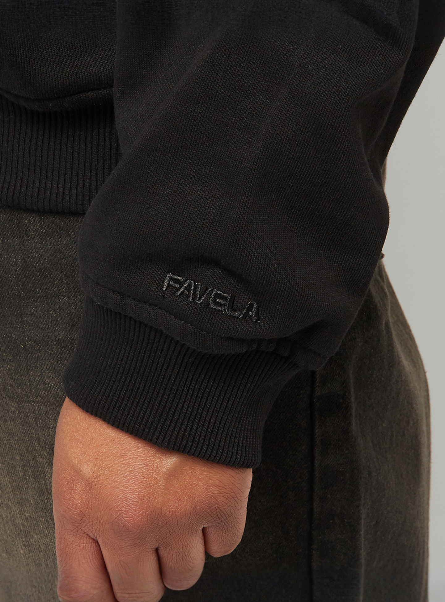 FAVELA, Fabric Patch Embroidery Black Hoodie, black, Image 4 of 5