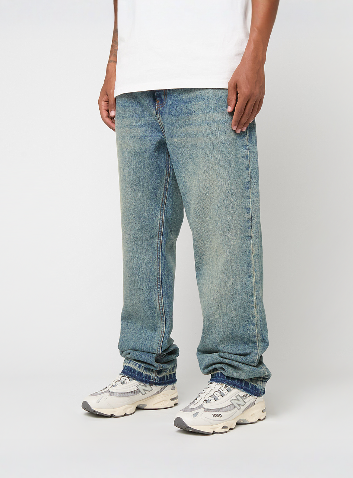 2Y STUDIOS, ARUN OPEN HEM STRAIGHT JEANS SAND BLUE, blue, Image 1 of 5
