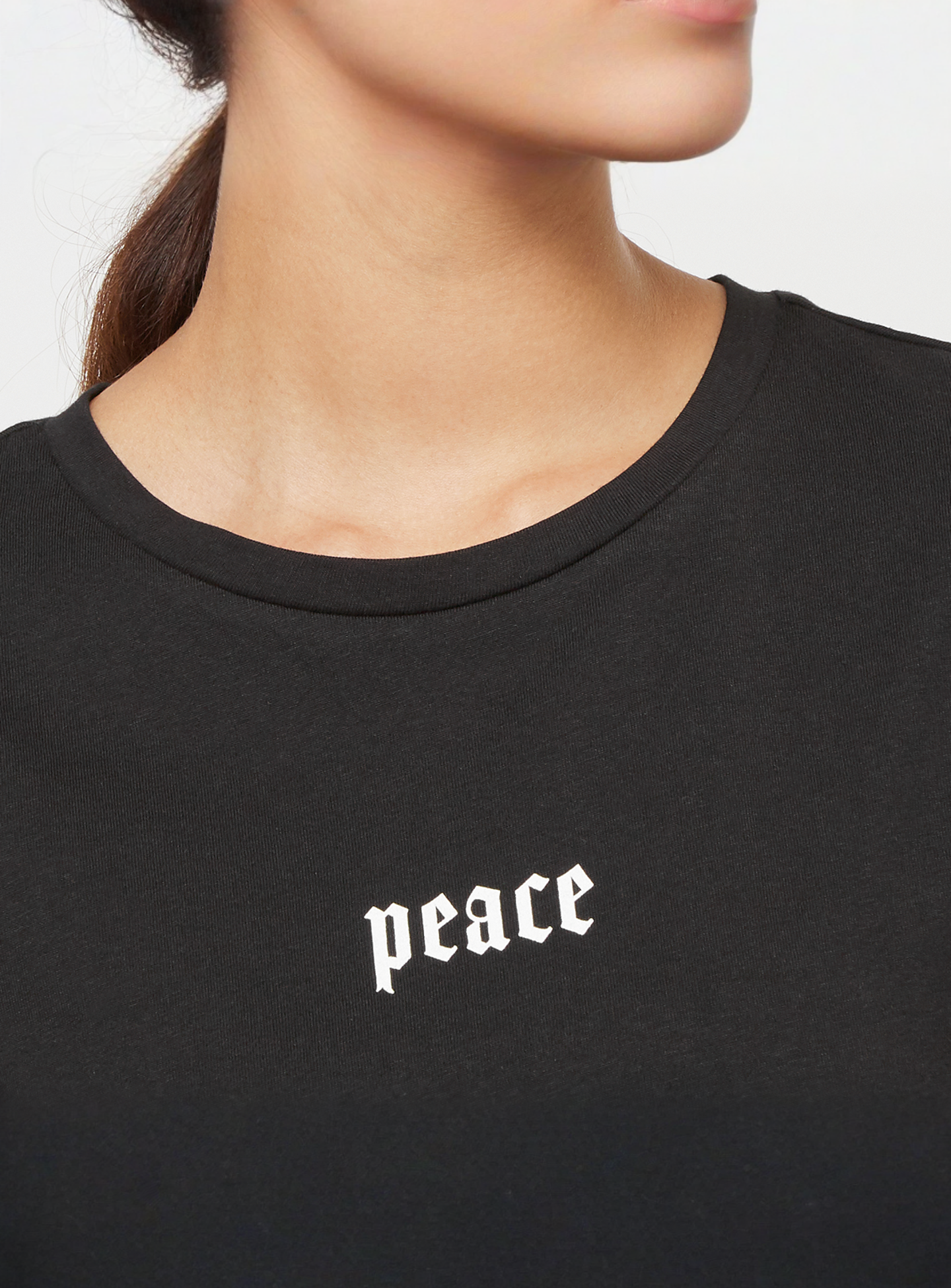 Miss Tee, Girls Peace Hand Ladies Tee Dress, black, Image 3 of 5