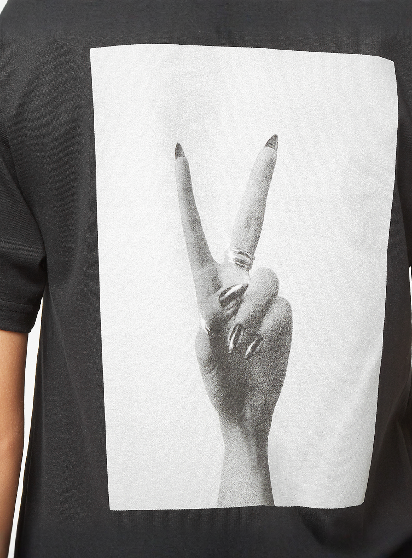Miss Tee, Girls Peace Hand Ladies Tee Dress, black, Image 4 of 5