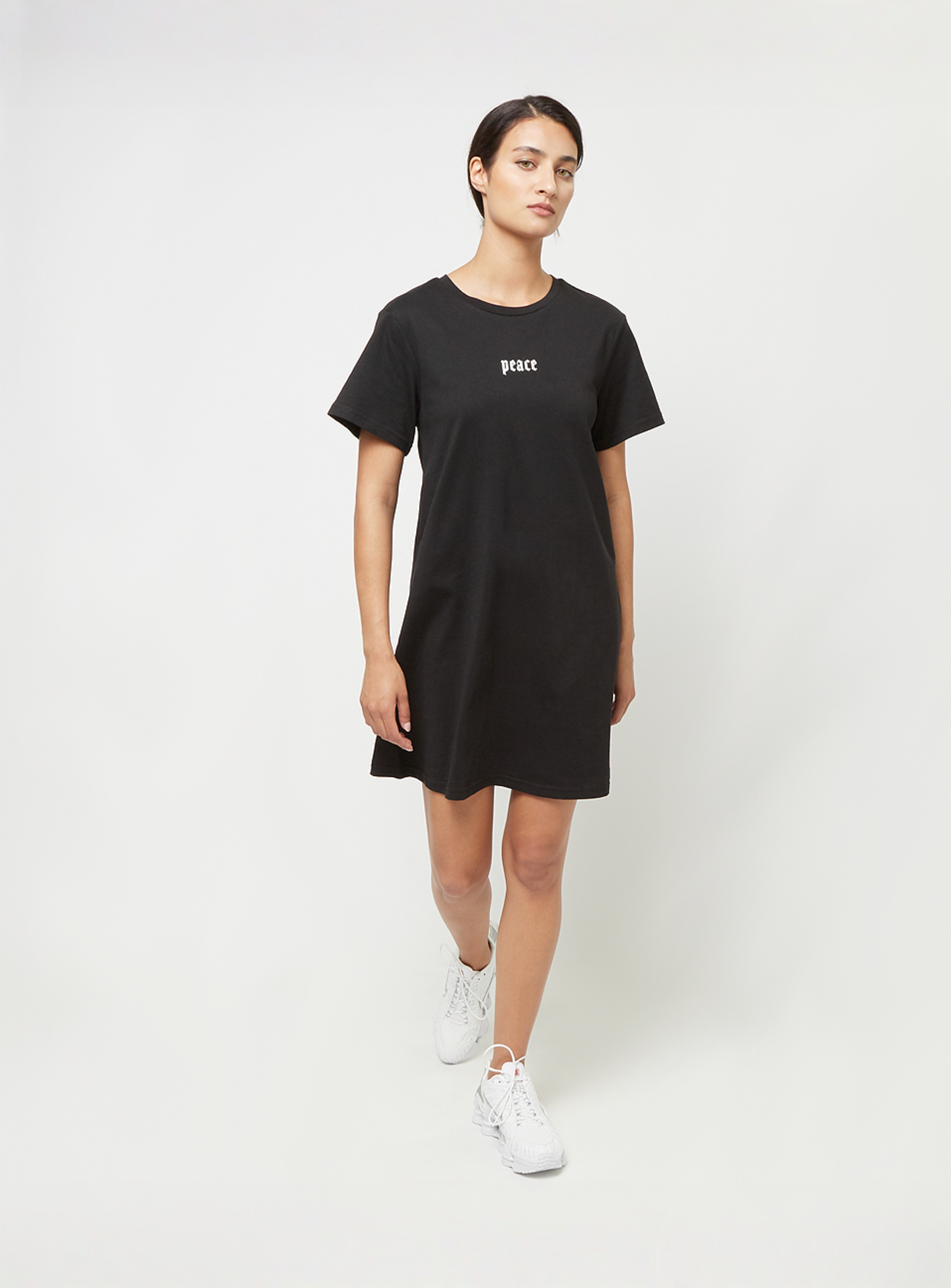 Miss Tee, Girls Peace Hand Ladies Tee Dress, black, Image 5 of 5