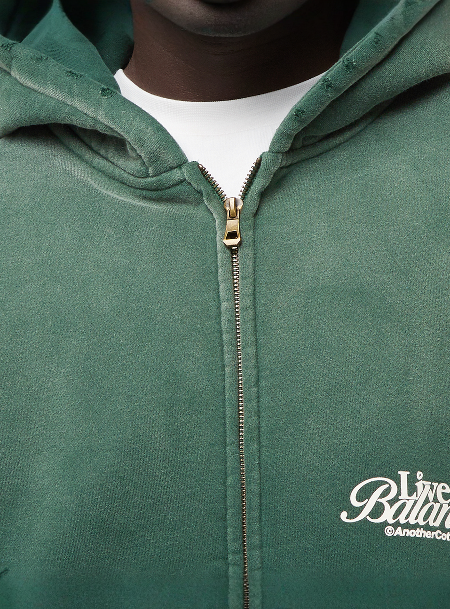 Another Cotton Lab, Live in Balance Oversized Zip Hoodie, green, Image 3 of 5
