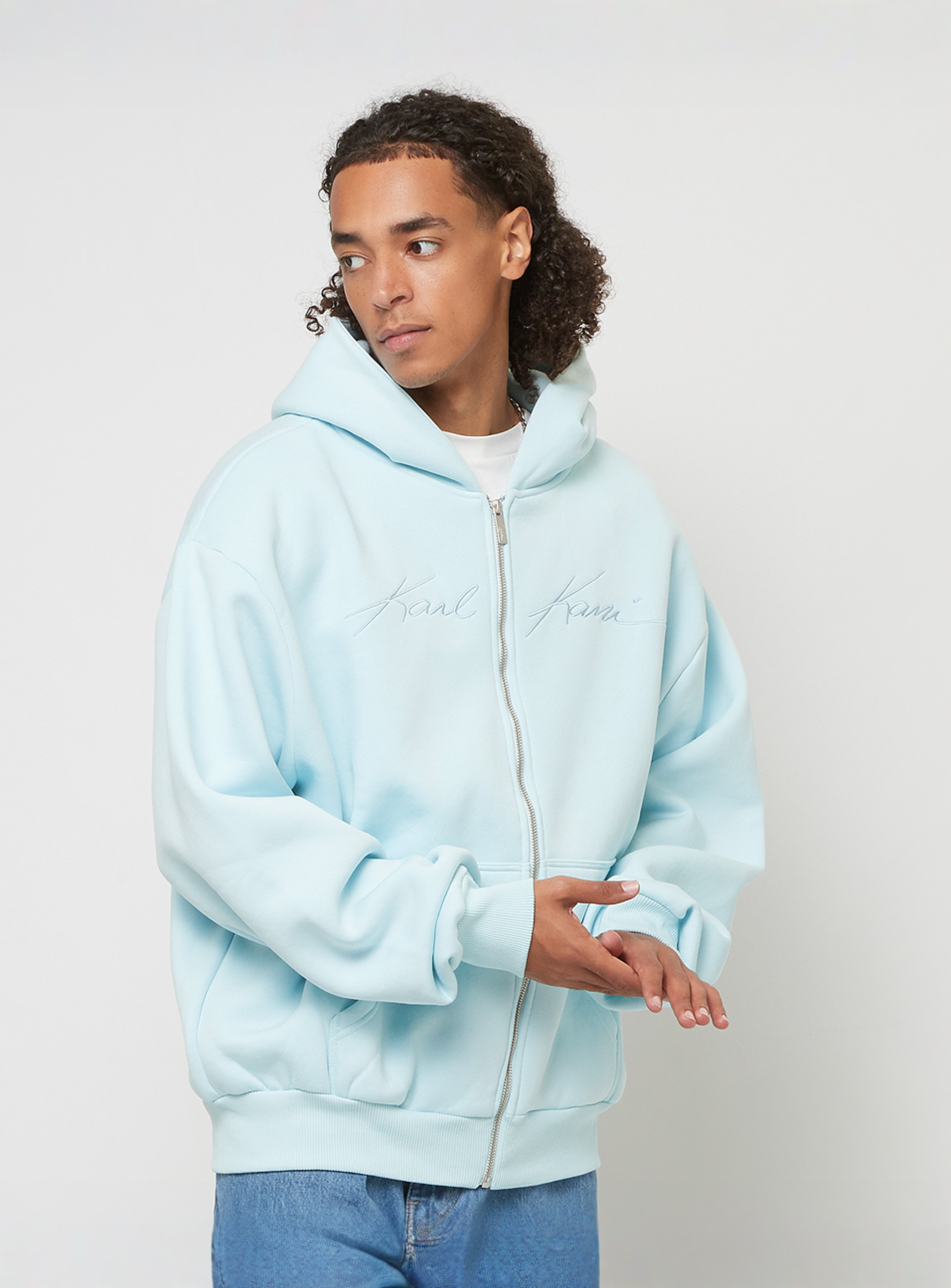 Karl Kani, Autograph Heavy Sweat Oversized Ziphoodie, blue, Image 1 of 4