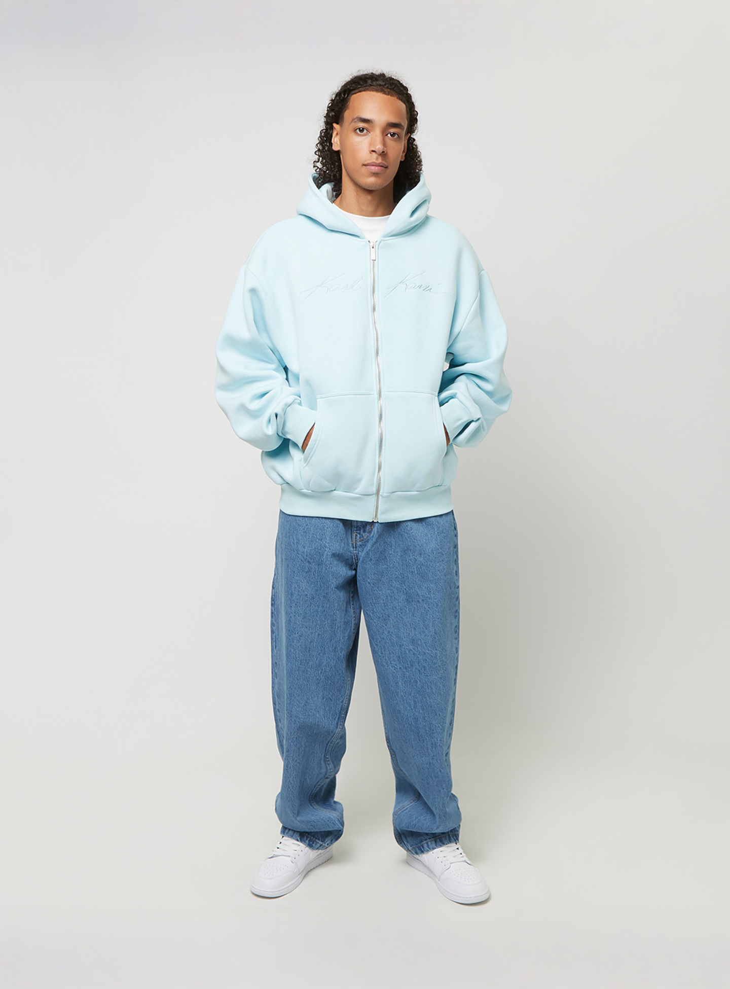 Karl Kani, Autograph Heavy Sweat Oversized Ziphoodie, blue, Image 4 of 4