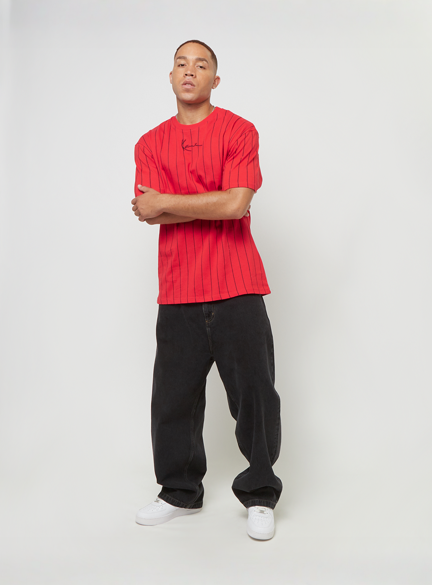 Karl Kani, Small Signature Essential Pinstripe Tee, red, Image 4 of 4