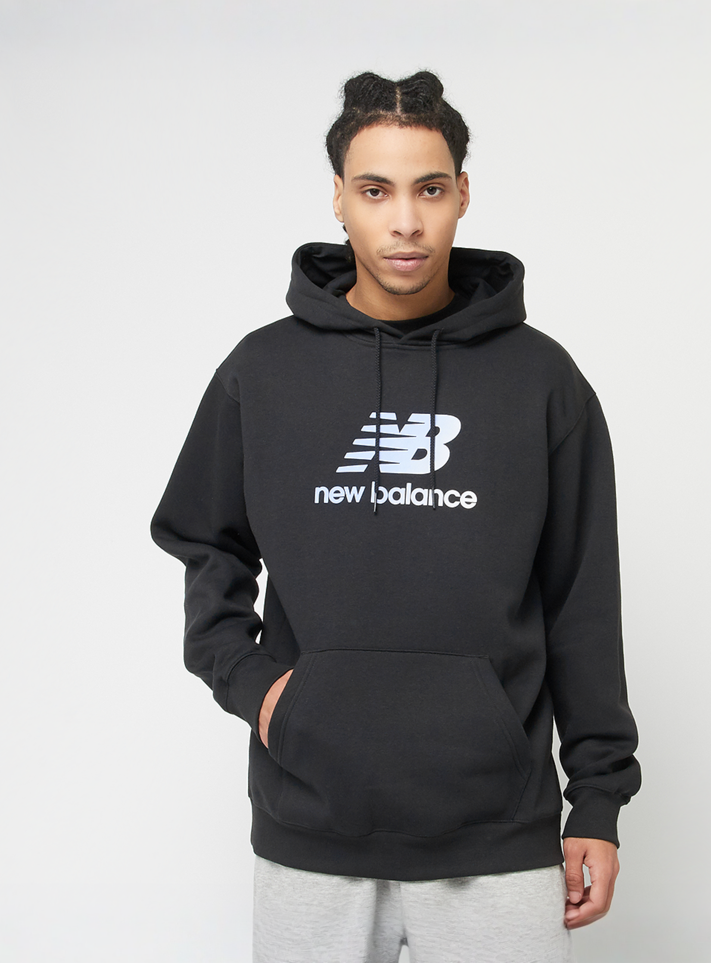 New Balance, Stacked Logo Graphic Hoodie, black, Image 1 of 4