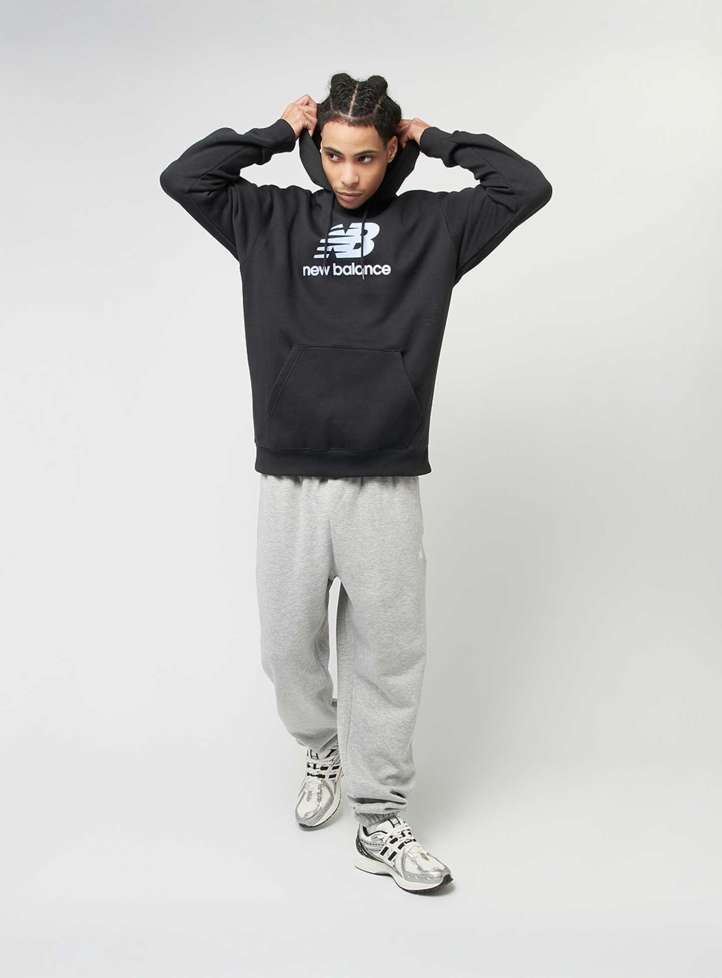 New Balance, Stacked Logo Graphic Hoodie, black, Image 4 of 4