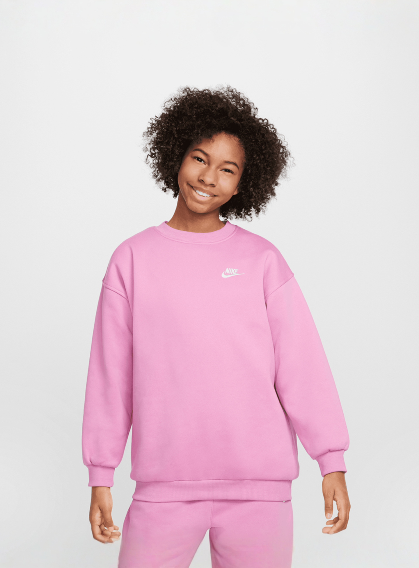 Nike, Sportswear Club Fleece Oversized Crew, light pink, Image 1 of 4