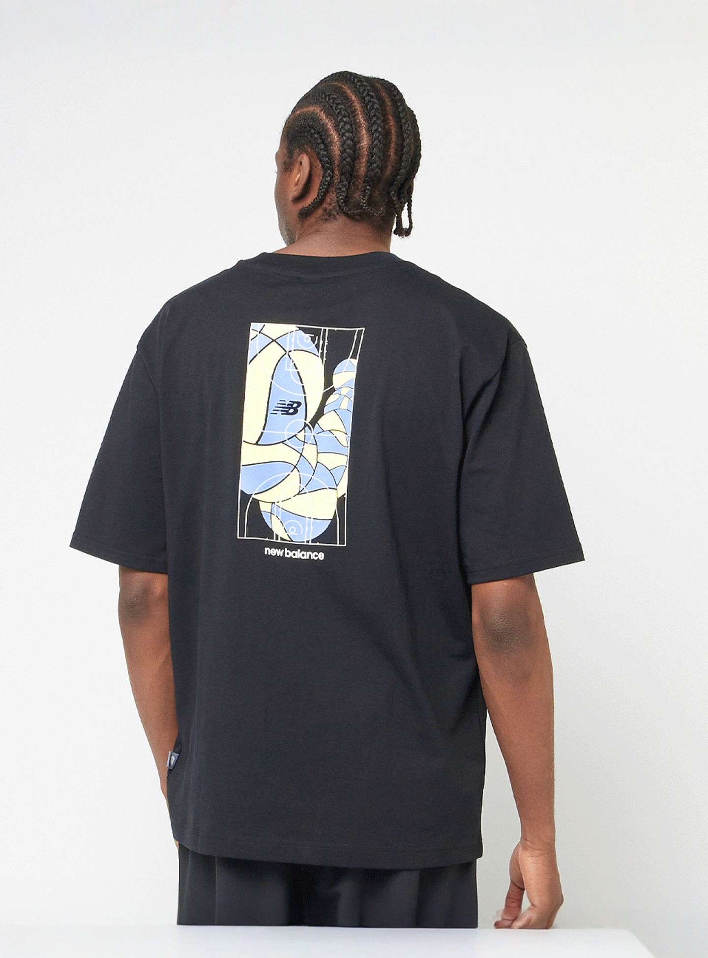 New Balance, Hoops Mosaic Court Graphic T-Shirt, black, Image 1 of 5
