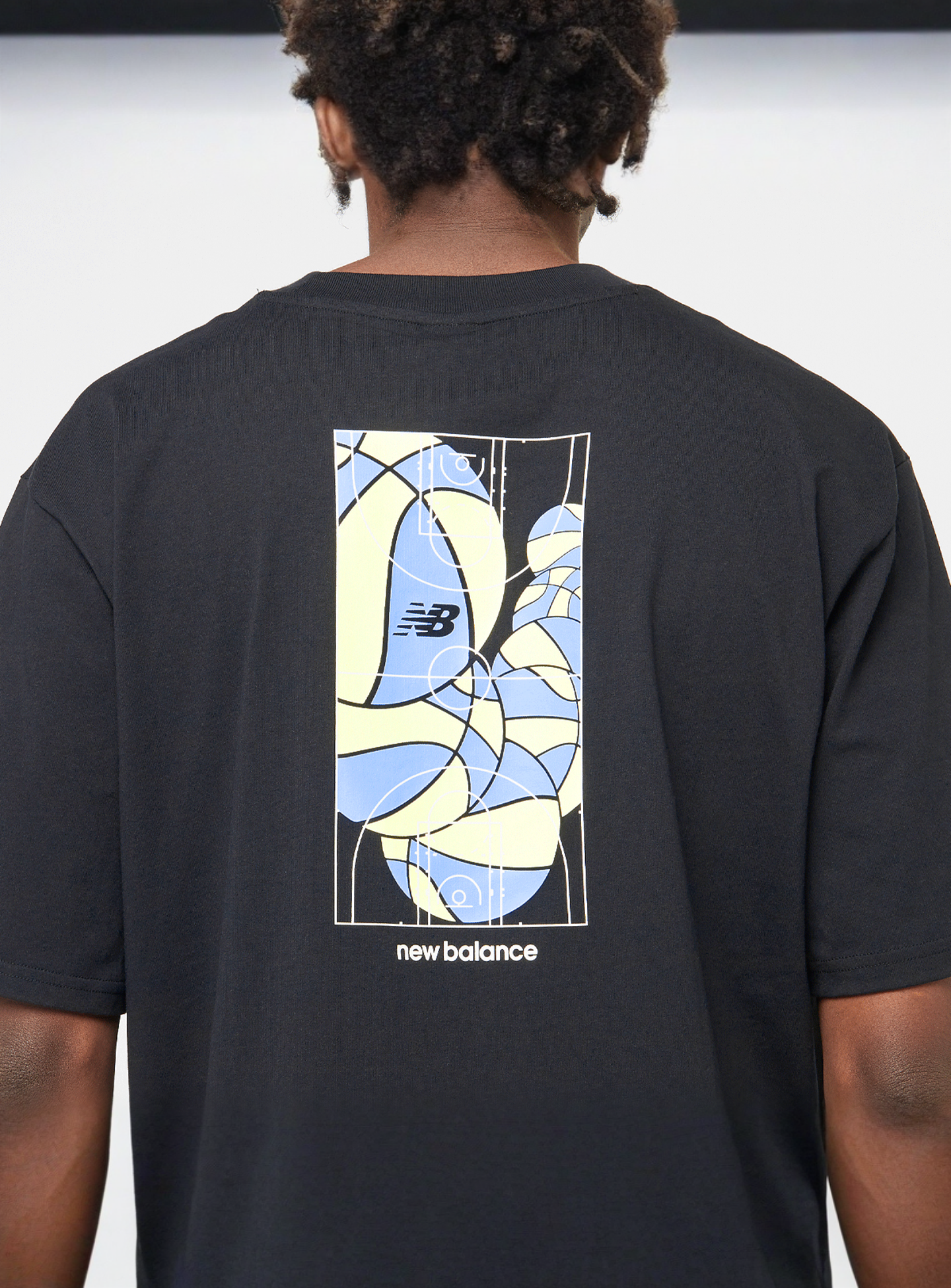 New Balance, Hoops Mosaic Court Graphic T-Shirt, black, Image 4 of 5