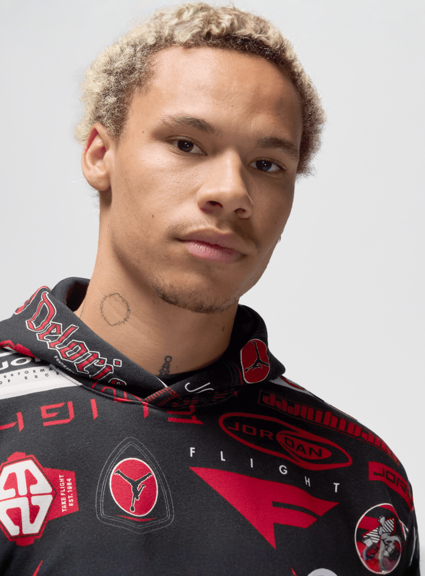 Jordan, Essentials All Over Print Fleece Pullover, black, Image 3 of 6