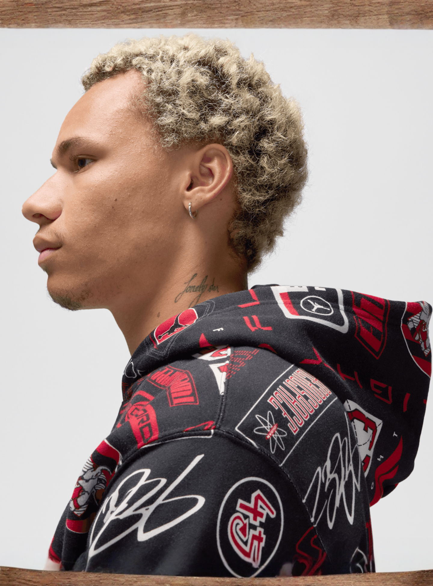 Jordan, Essentials All Over Print Fleece Pullover, black, Image 5 of 6